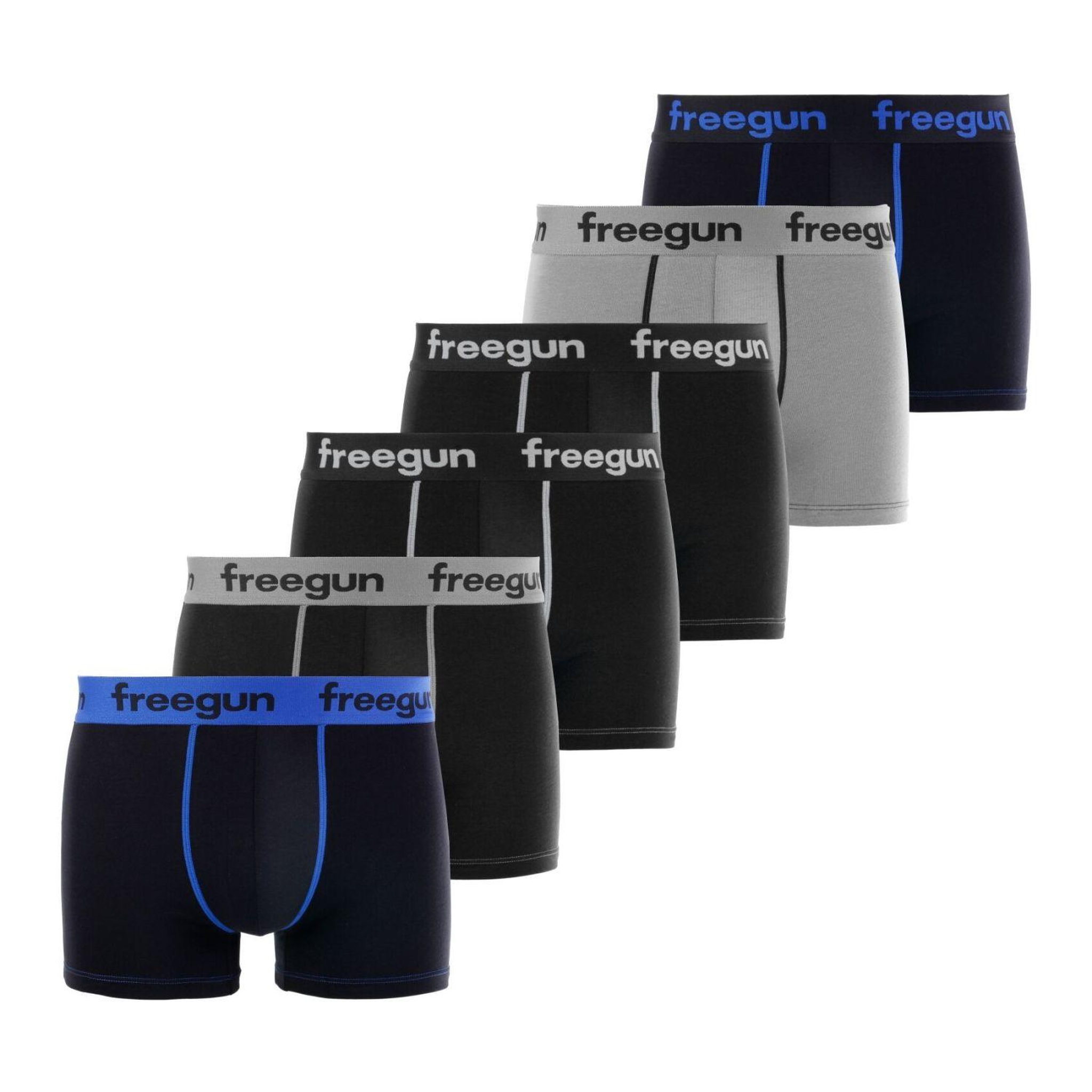 Voir la diapositive 1 : FREEGUN Lot de 6 boxers coton homme Uni