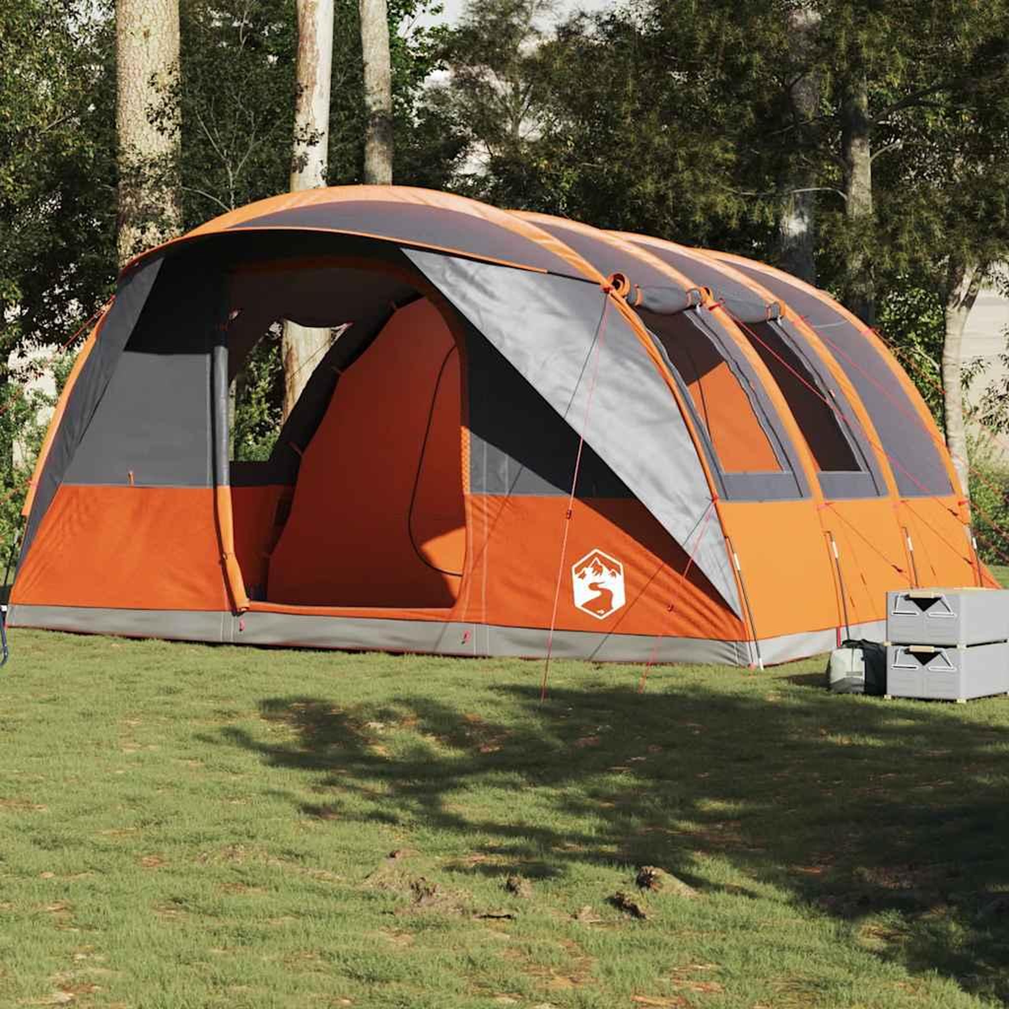 VIDAXL Tente de camping tunnel 5 personnes gris et orange impermeable