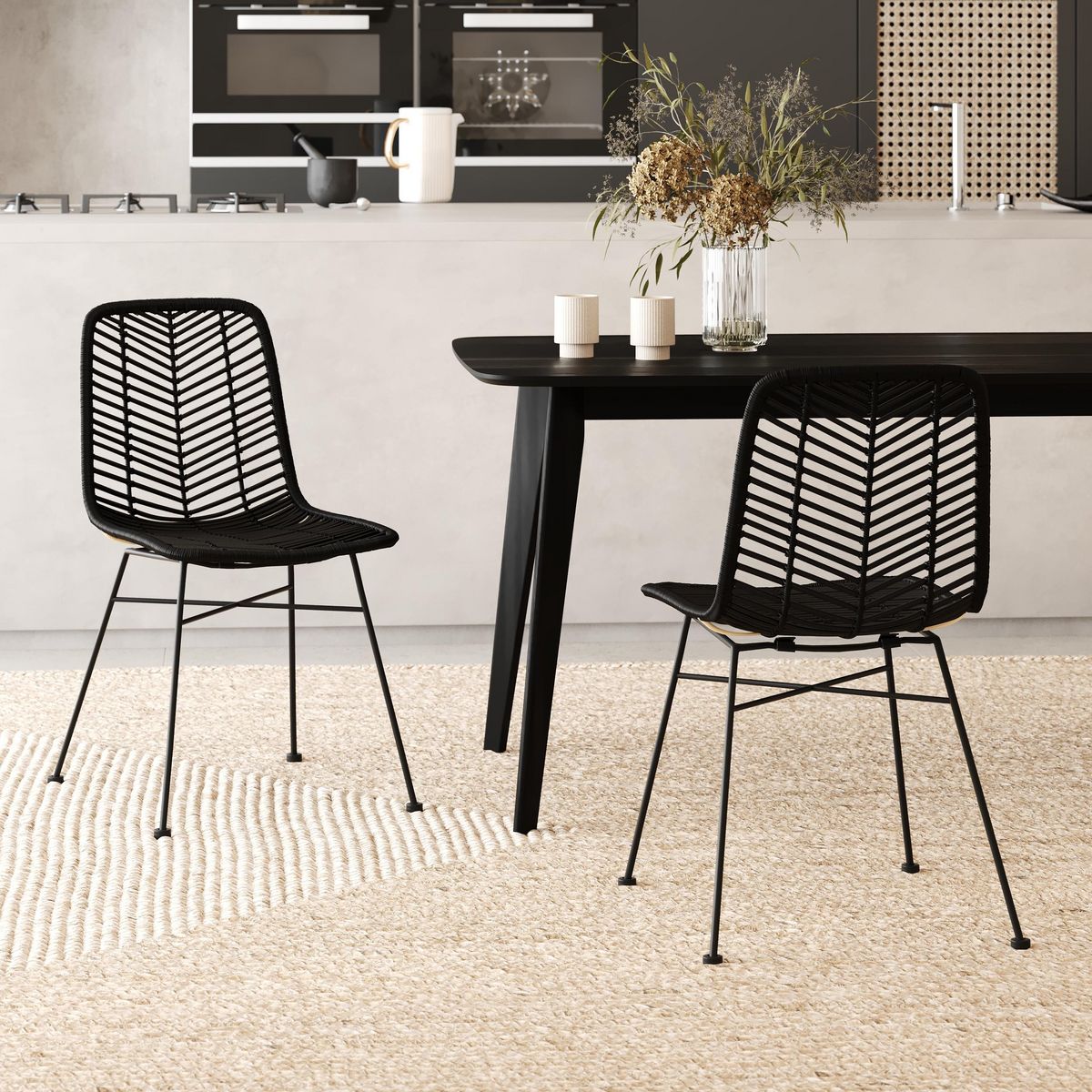 Rendez vous déco Lot de 2 chaises en rotin naturel et pieds en métal - Tamara