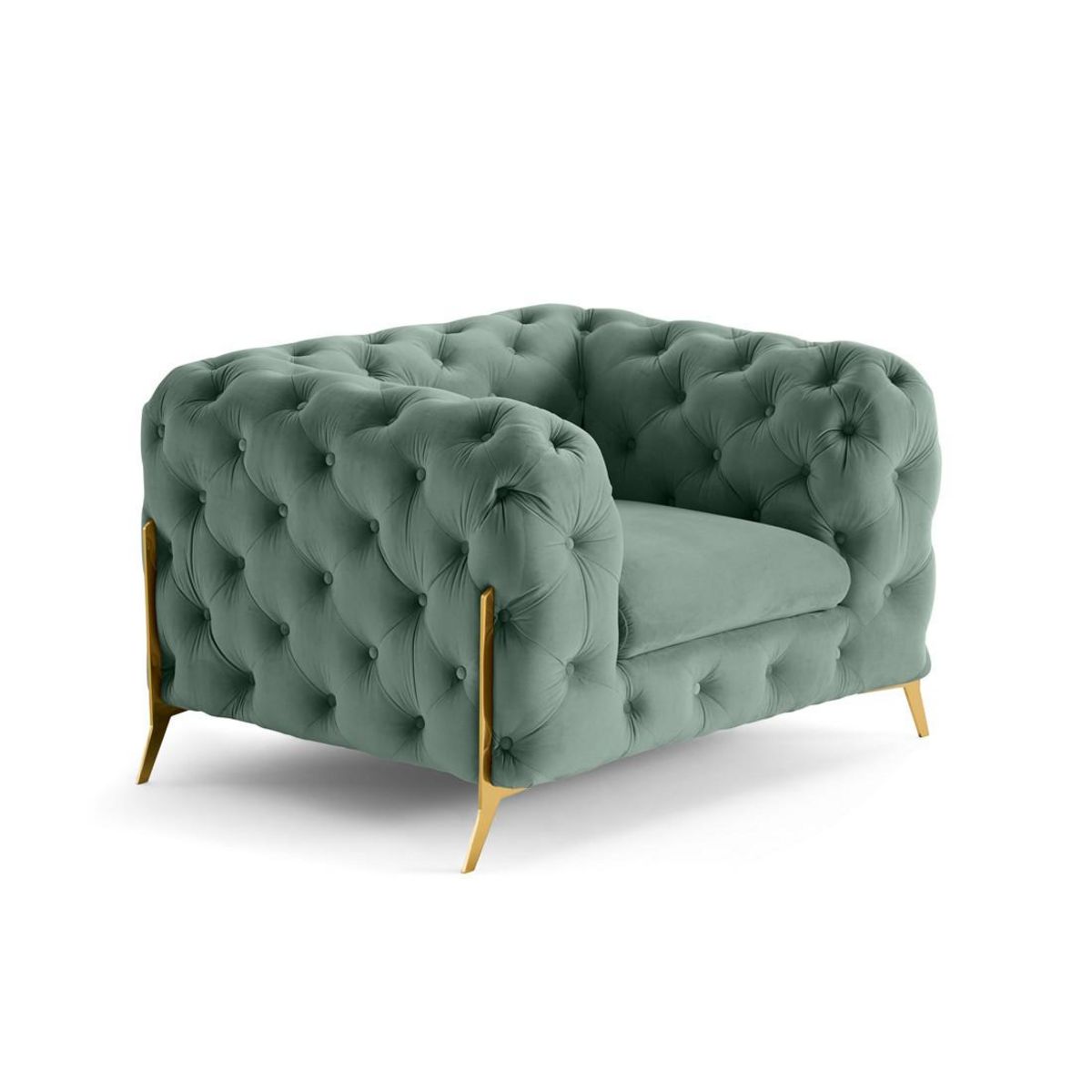 LISA DESIGN Camden - fauteuil chesterfield en velours - pieds en métal doré