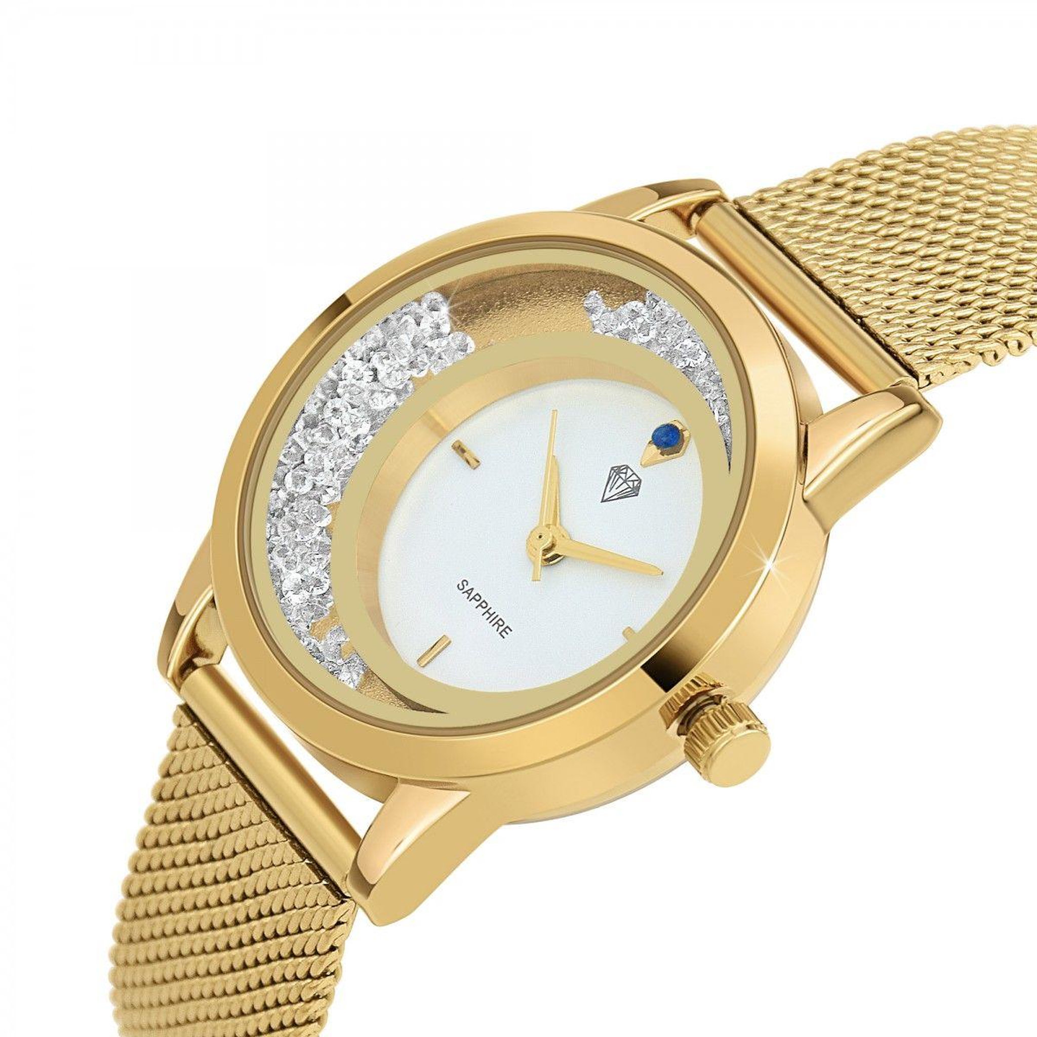 Voir la diapositive 3 : SC CRYSTAL Montre Lynn élégante ornée d'un saphir et de cristaux scintillants par SC Crystal