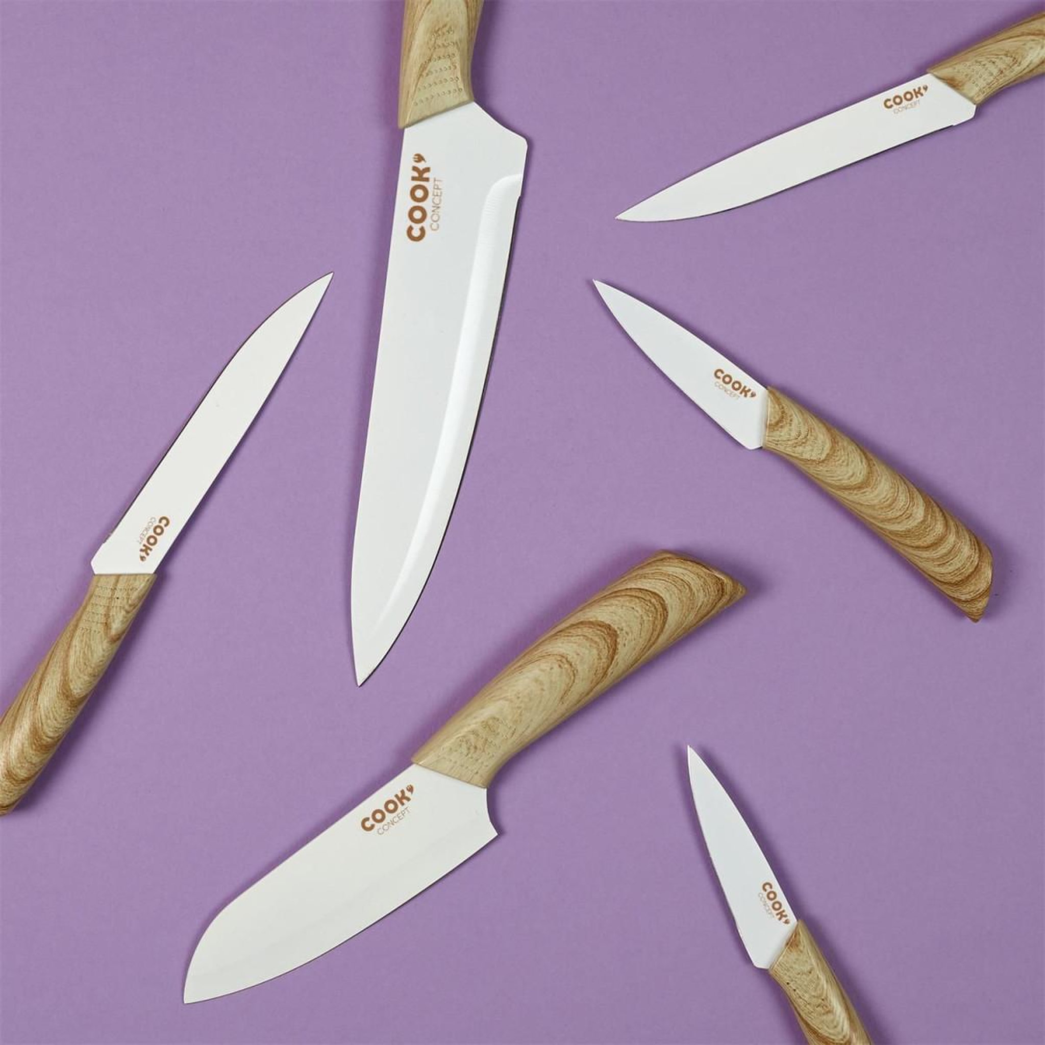 Voir la diapositive 3 : COOK CONCEPT Couteau santoku  anti-adhésif  24cm naturel