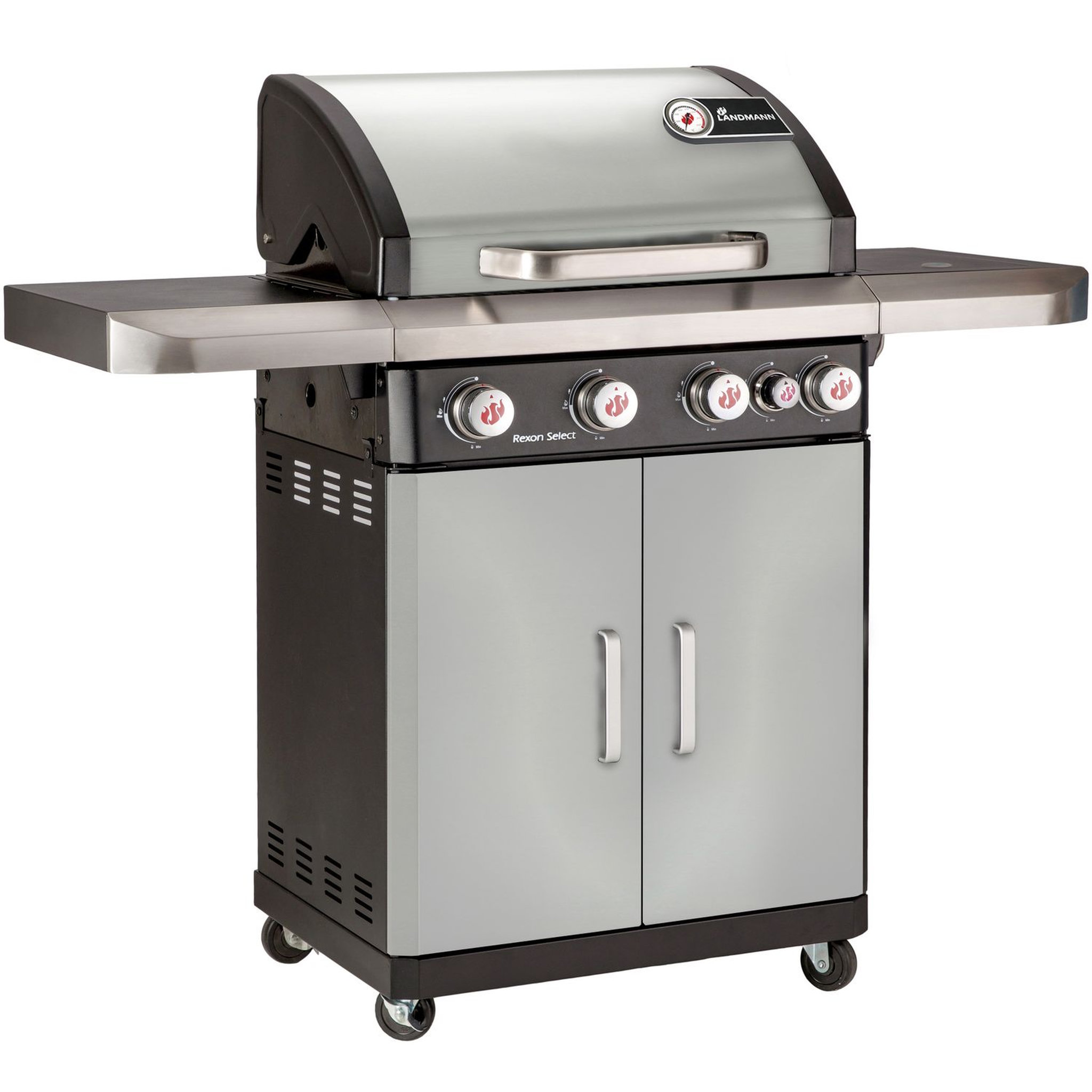 Voir la diapositive 1 : LANDMANN Barbecue gaz 4 brûleurs et 1 latéral