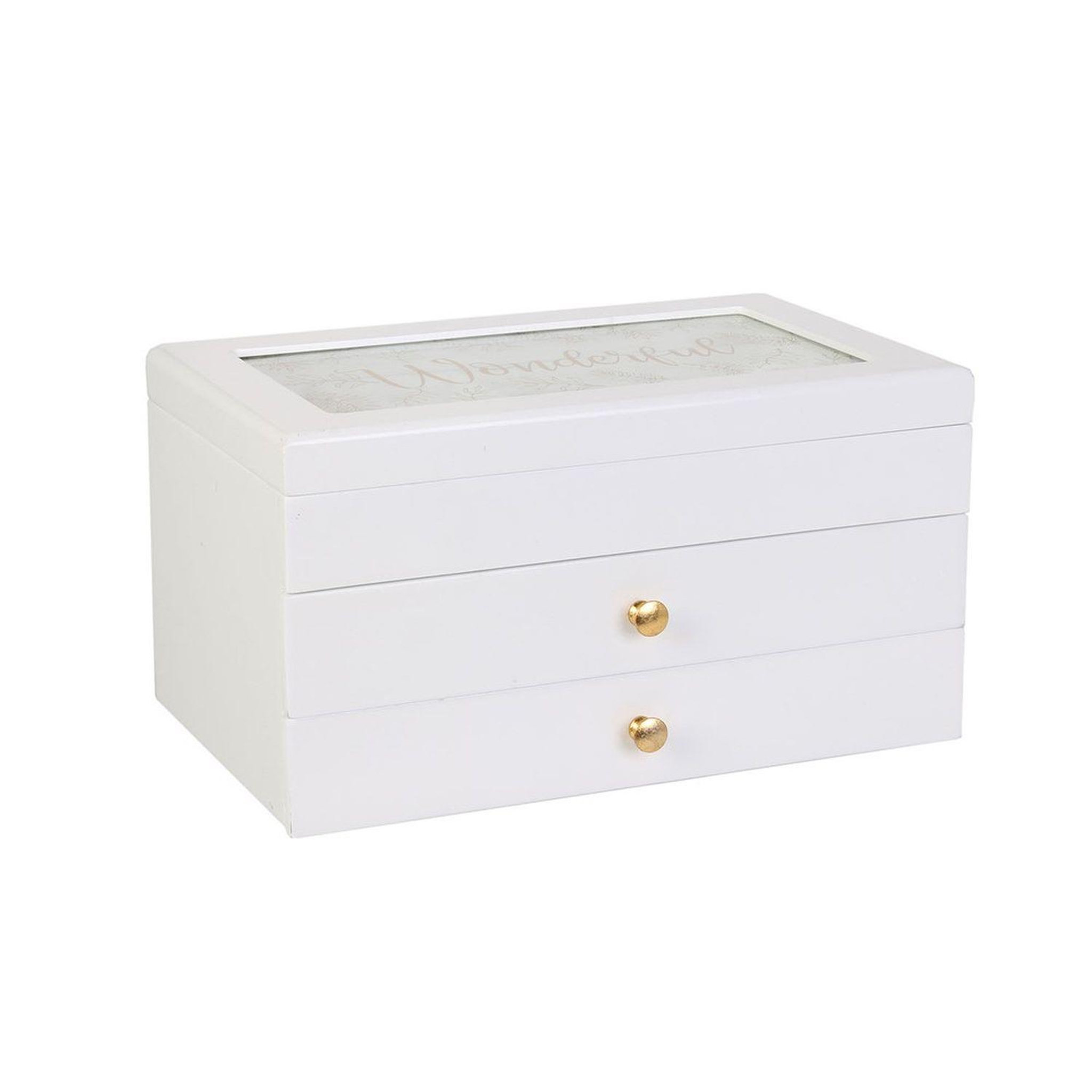 Voir la diapositive 2 : The Home Deco Factory Boîte à bijoux en bois scandinave Cocooning - Blanc