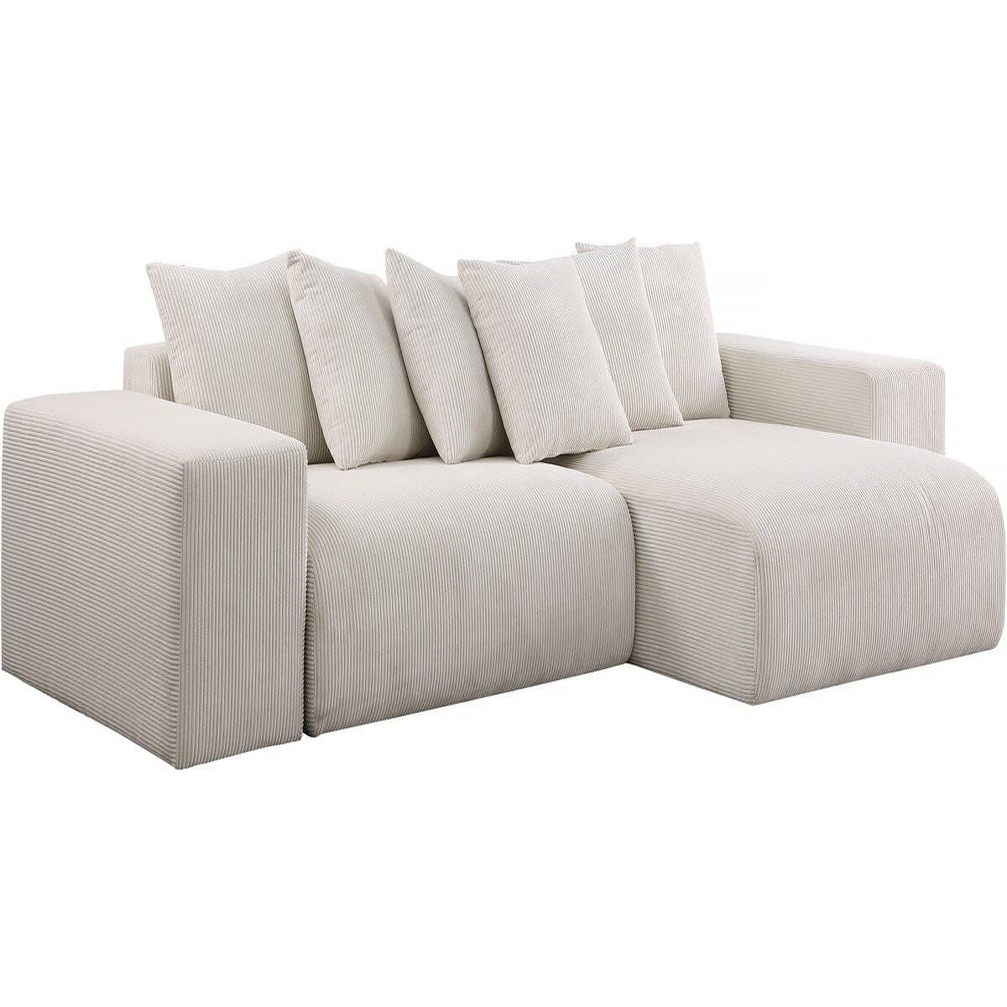 Voir la diapositive 1 : Habitat et Jardin Canapé d'angle en velours côtelé  Rivoli  - 312 x 176 x 49 cm - Beige