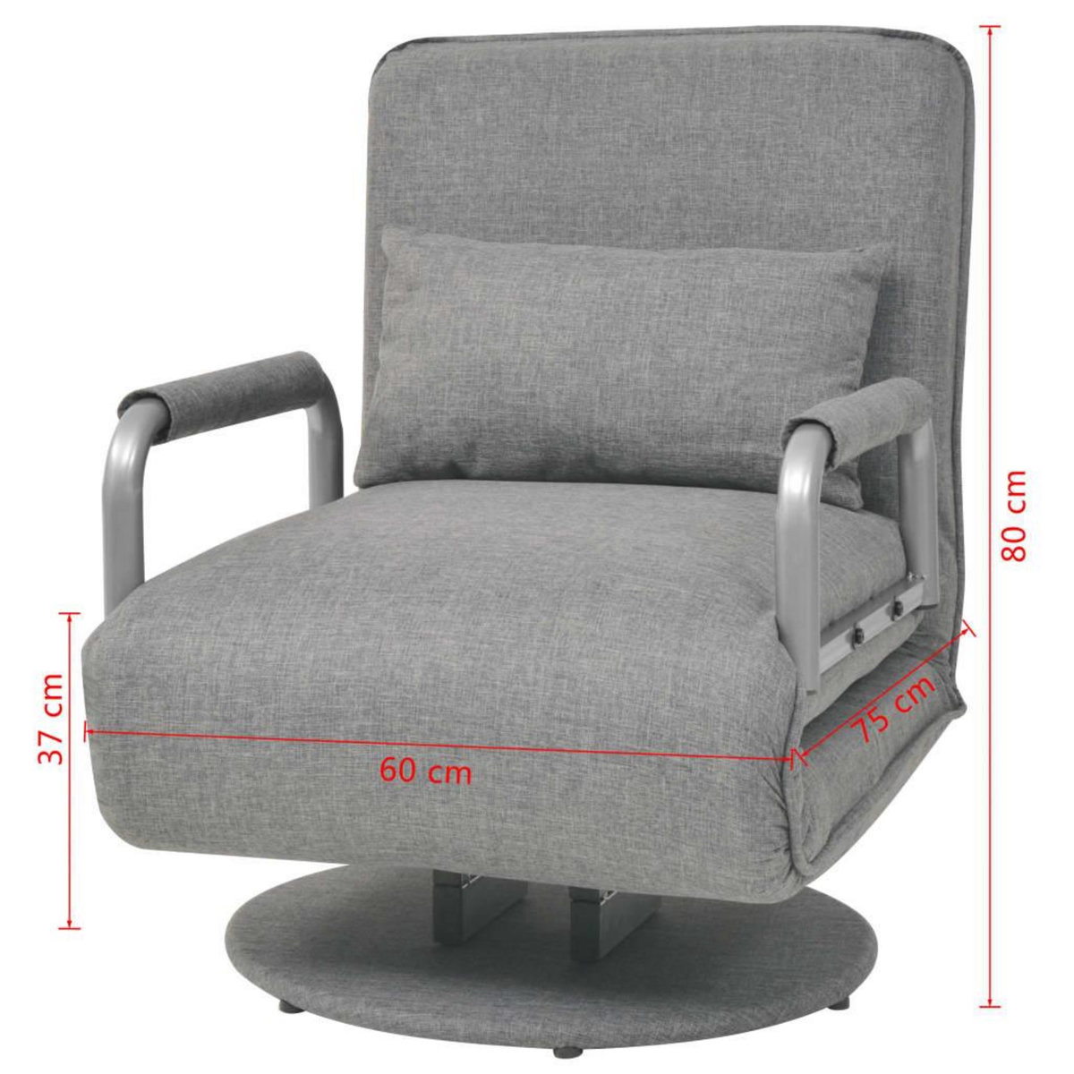 VIDAXL Fauteuil pivotant et canape-lit Gris clair Tissu