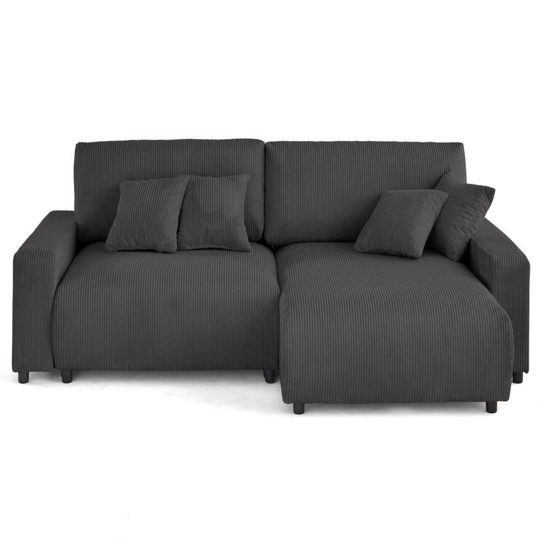 Voir la diapositive 1 : LISA DESIGN Pivoine - canapé d'angle 4 places réversible convertible avec 2 coffres en velours côtelé