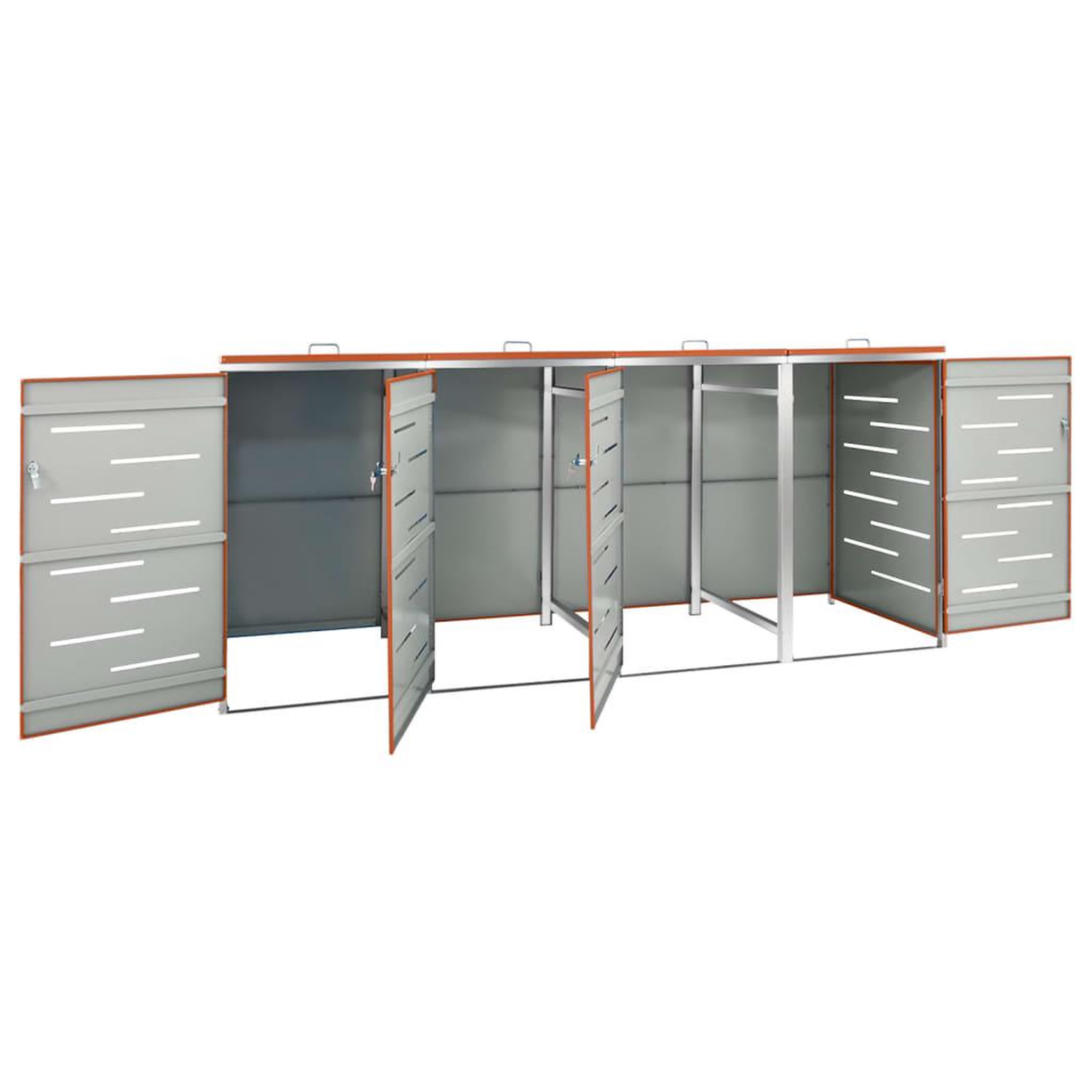 Voir la diapositive 4 : VIDAXL Abri pour quatre poubelles 276,5x77,5x112,5 cm Inox