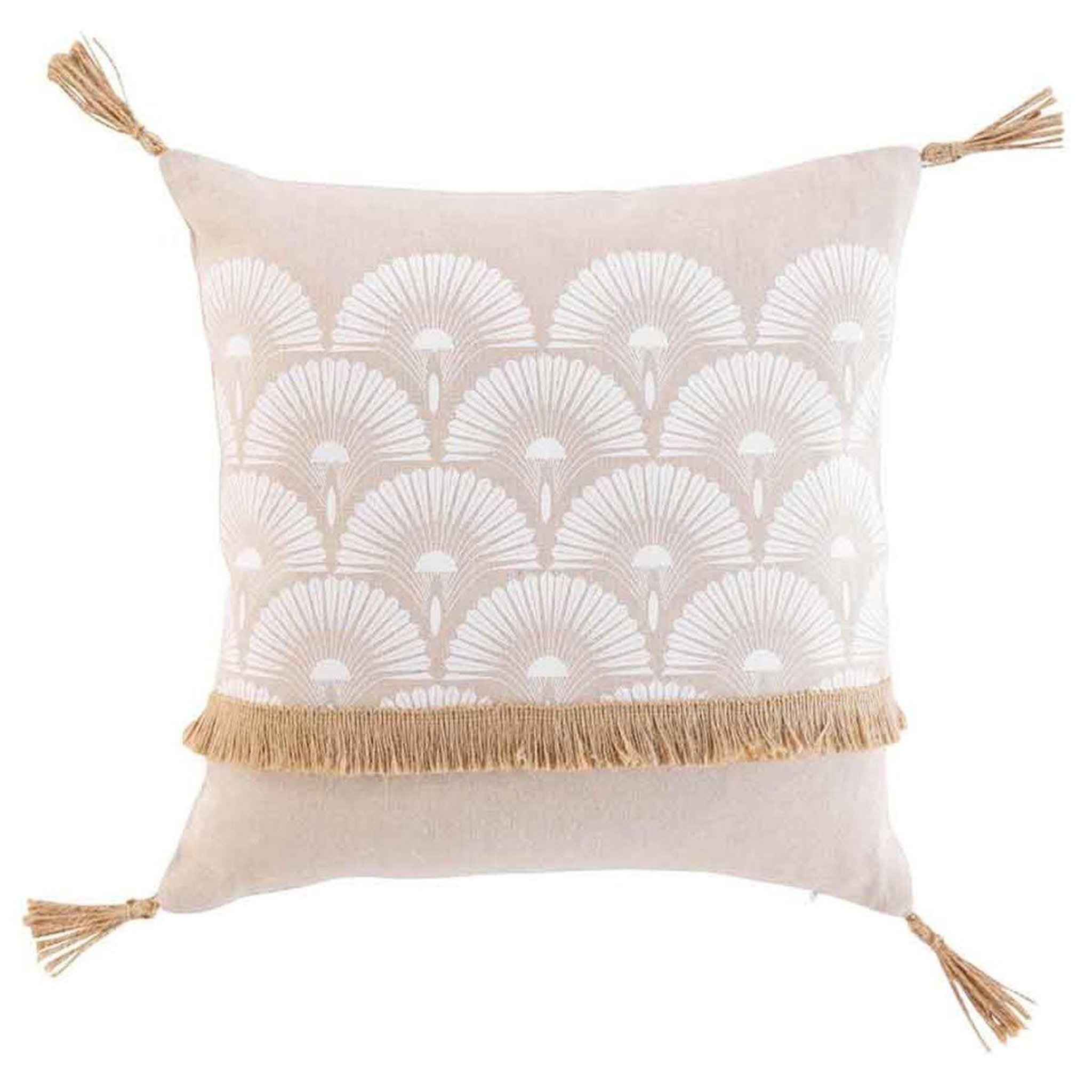 Douceur d'Intérieur Coussin déco imprimé  bahina  40x40cm beige & blanc