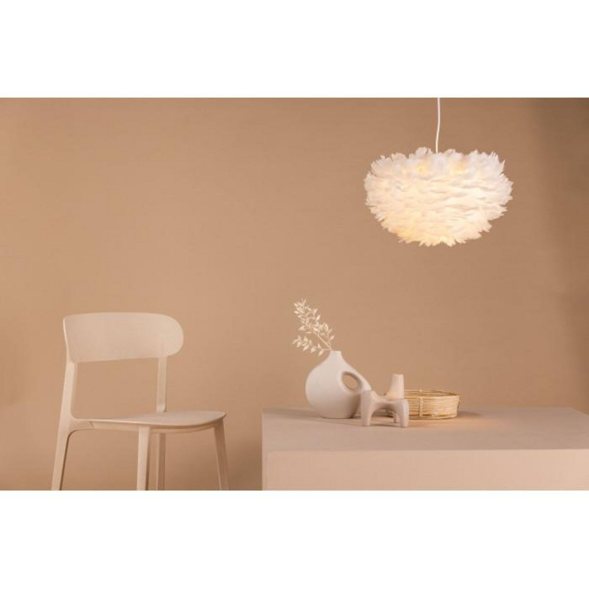 Paris Prix Lampe Suspension en plume  Nicola  45cm Blanc