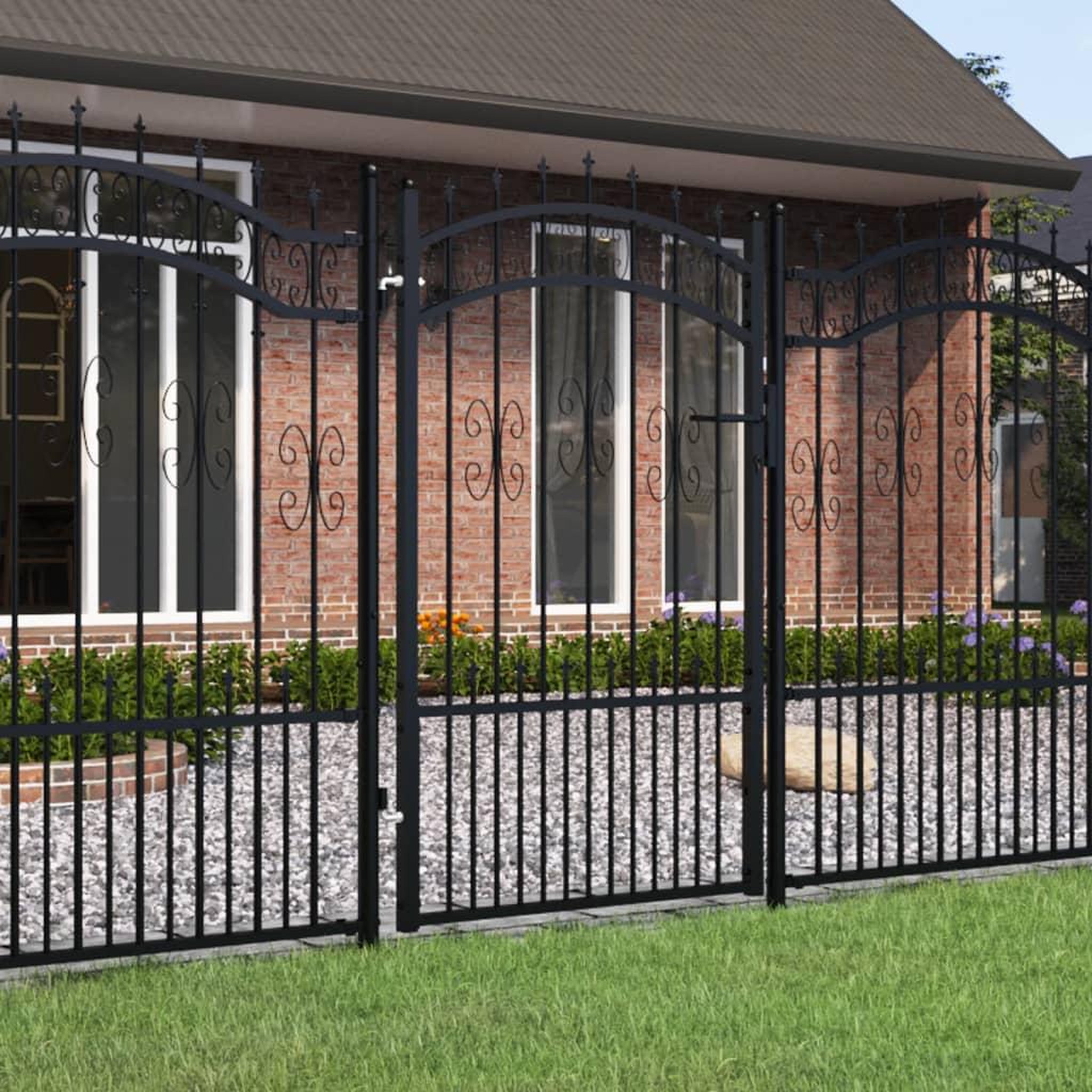 VIDAXL Portail et sommet de lance Noir 103x200 cm Acier enduit poudre