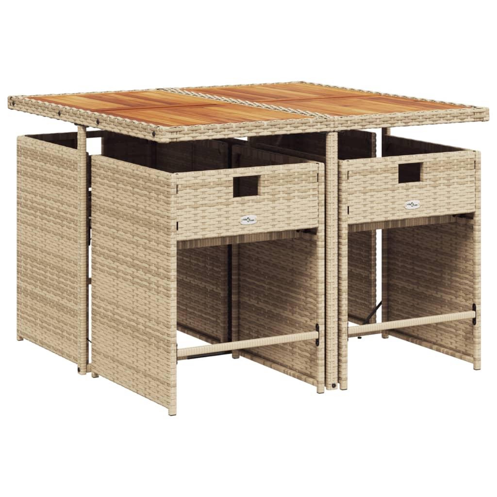 Voir la diapositive 3 : VIDAXL Ensemble a manger de jardin avec coussins 5pcs Beige poly rotin