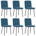 VIDAXL Chaises a manger lot de 6 bleu velours
