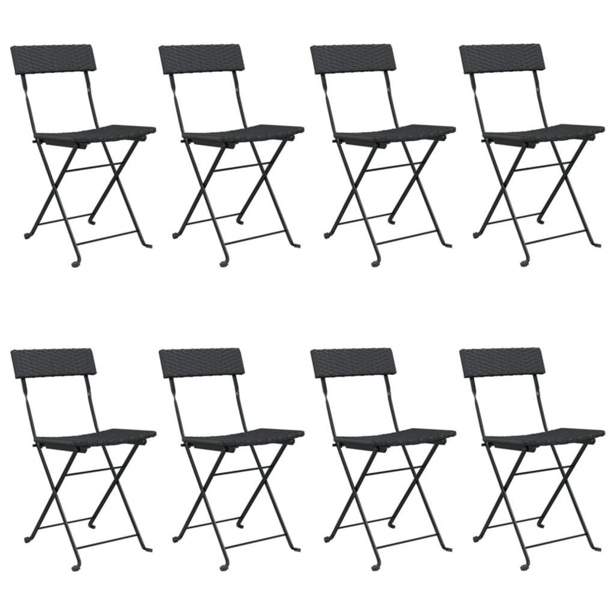 VIDAXL Chaises de bistrot pliantes lot de 8 Noir Resine tressee acier