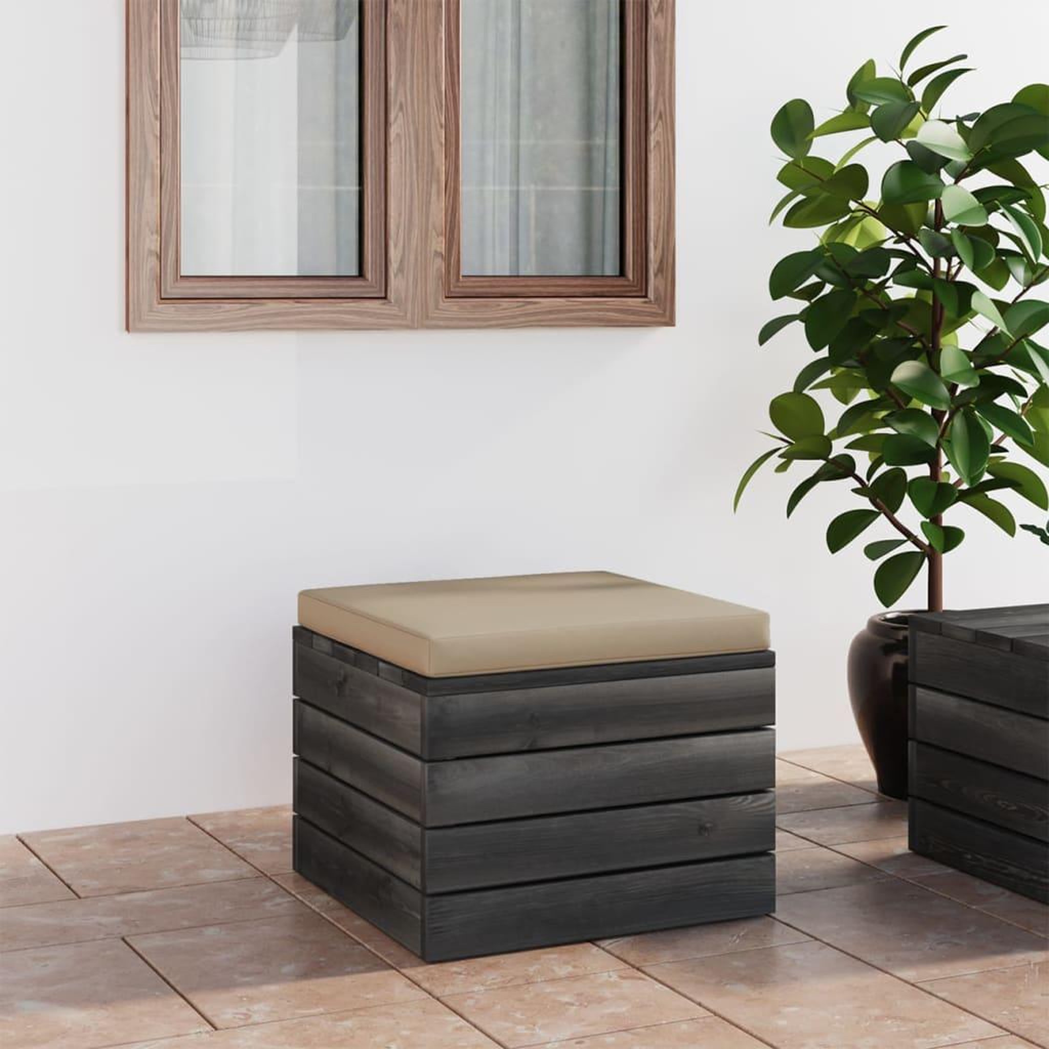 Voir la diapositive 1 : VIDAXL Repose-pied palette de jardin avec coussin Bois de pin