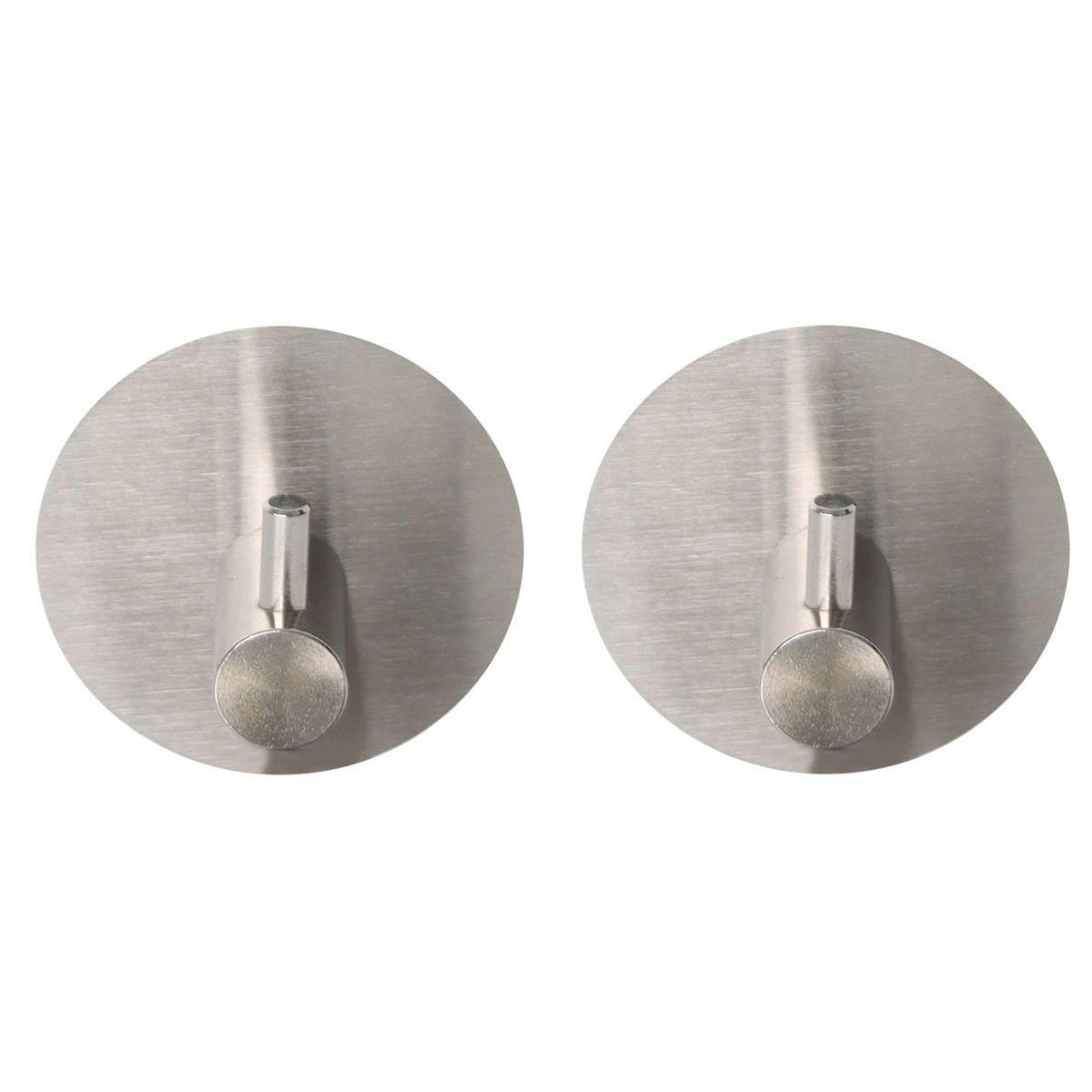 Paris Prix Lot de 2 Patères Adhésives Rondes  Fixeo  5cm Chrome