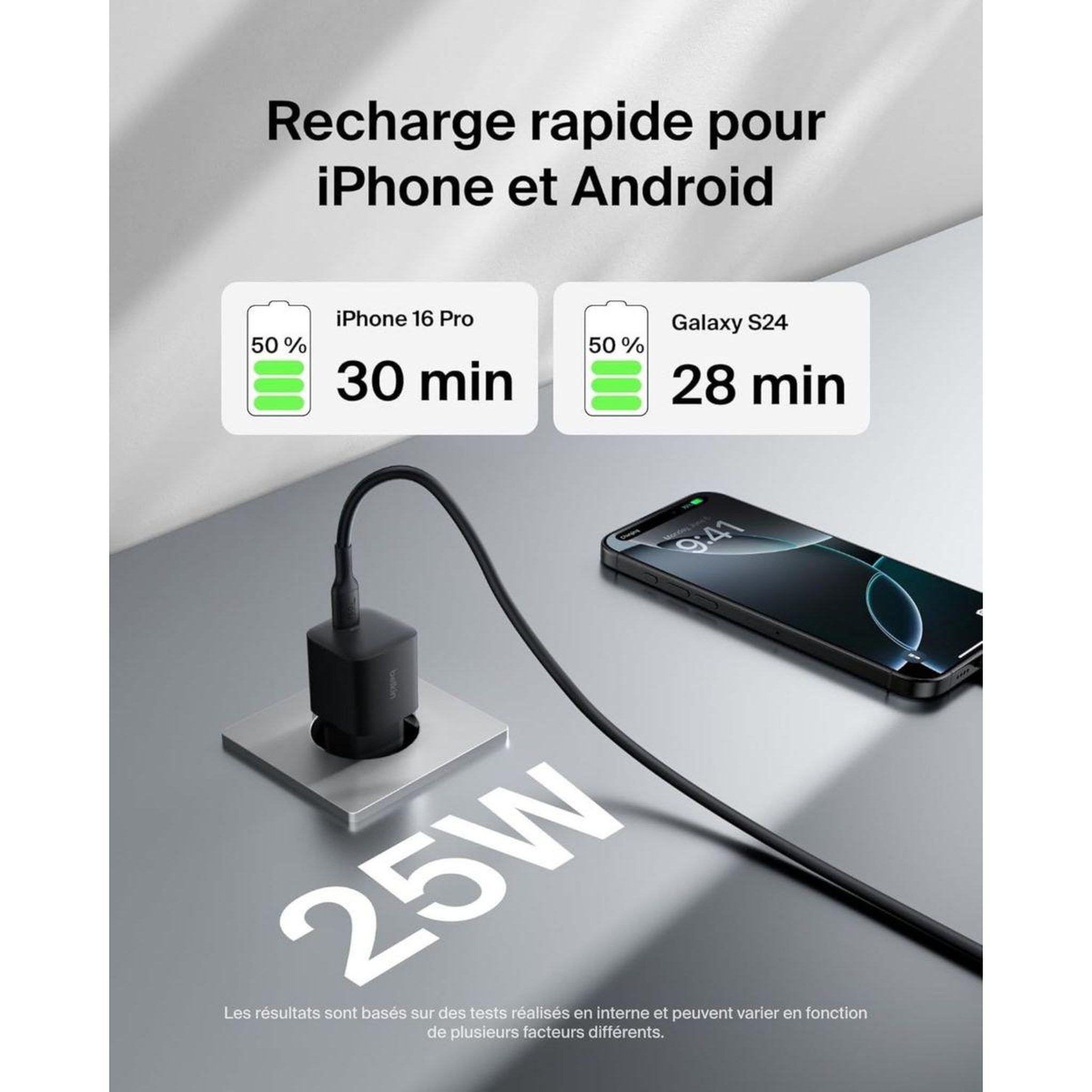 Voir la diapositive 5 : Belkin Chargeur 25w usb-c noir
