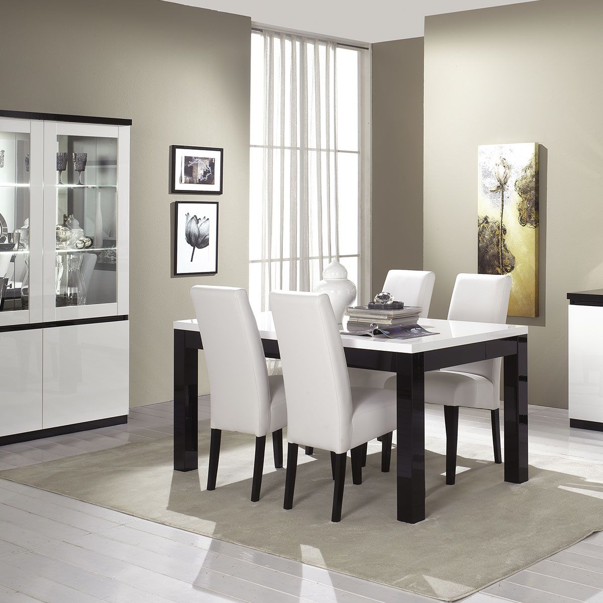 Table de séjour L190cm GENOVA, bicolore