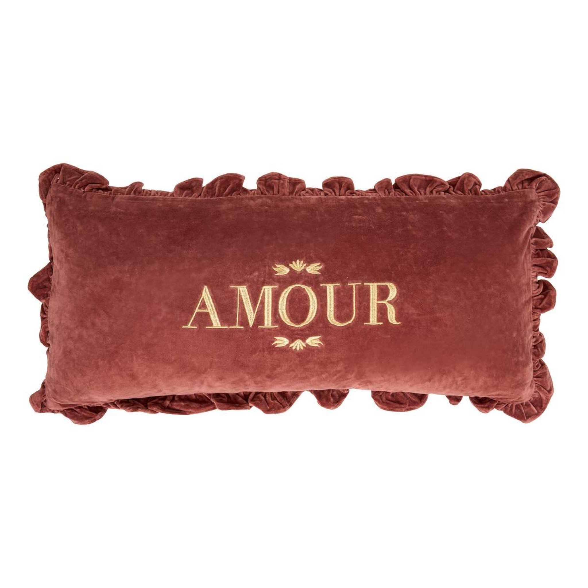 ATMOSPHERA Coussin déco brodé  mona  35x75cm rouge grenat