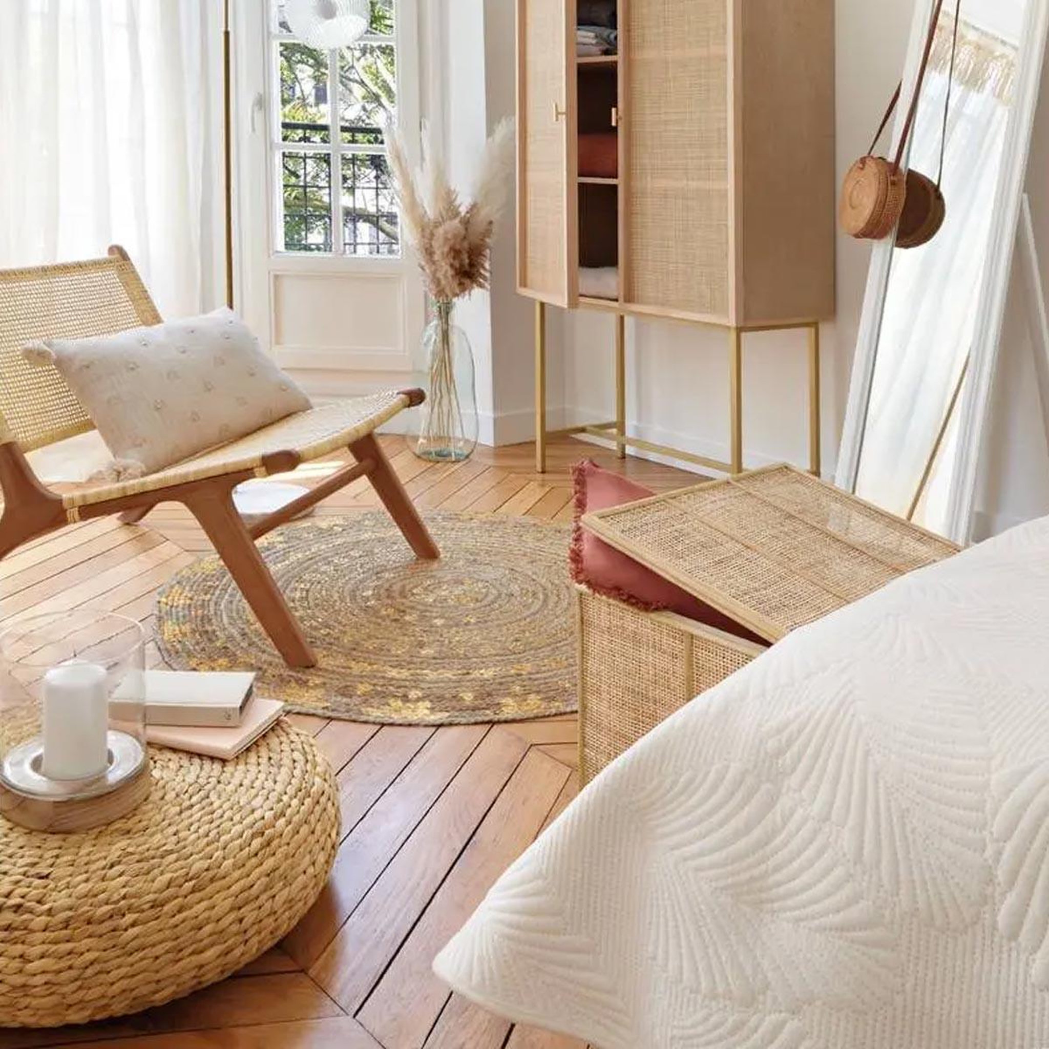 Voir la diapositive 3 : ATMOSPHERA Pouf rond tressé  wonderly  55cm beige