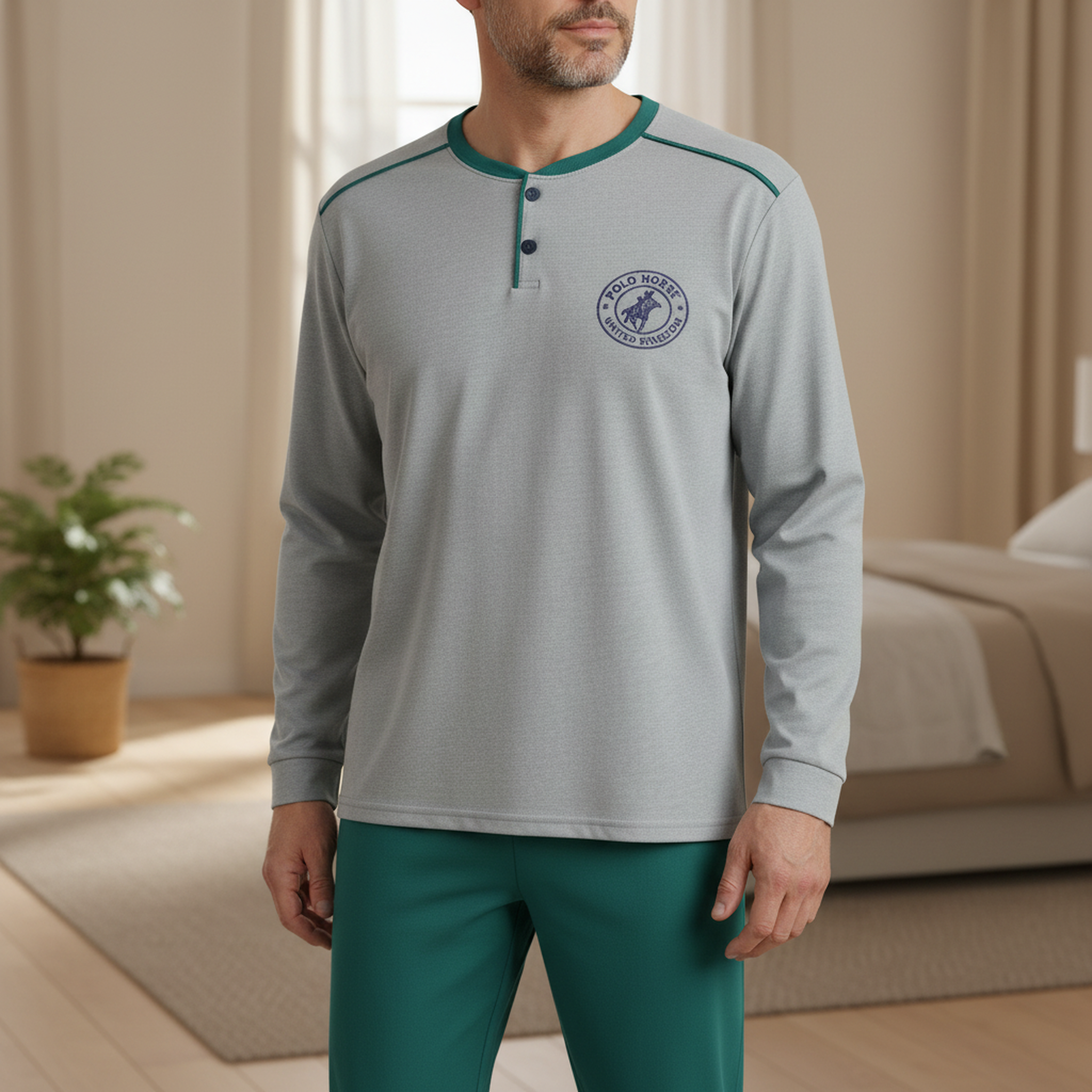 Voir la diapositive 2 : OZABI Ozabi pyjama homme doublé polaire écusson brodé