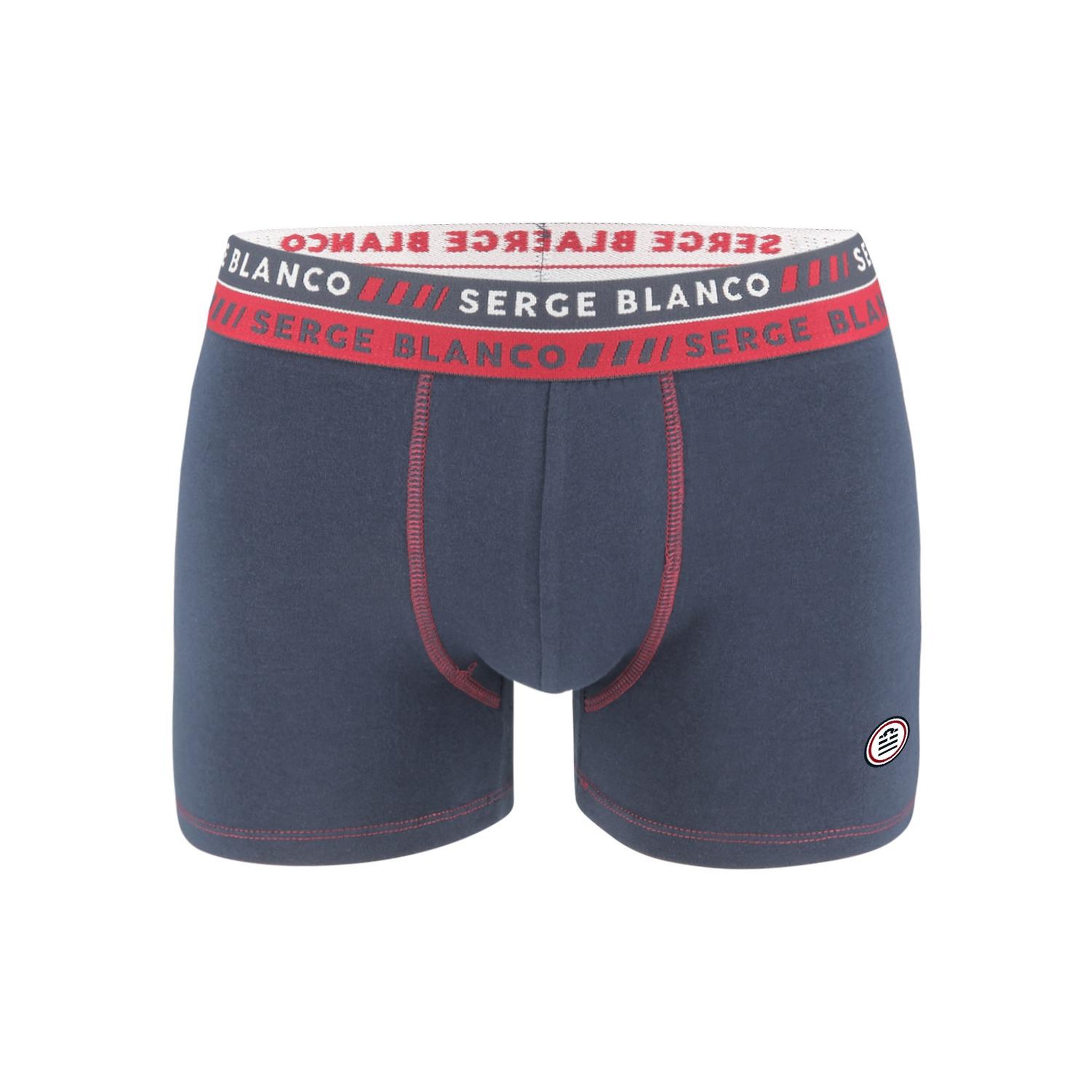 Voir la diapositive 3 : SERGE BLANCO Lot de 2 Boxers homme surpiqûres Class