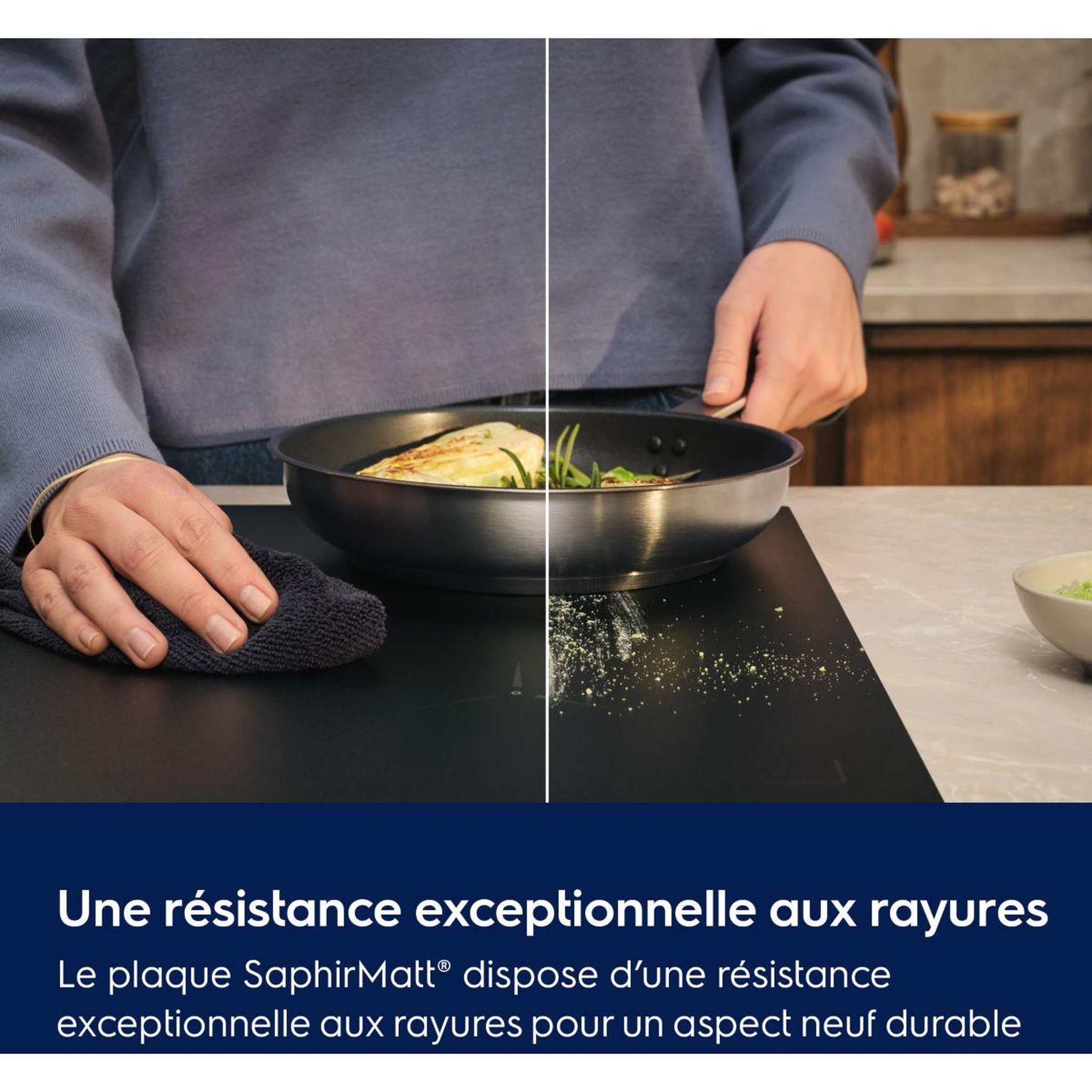 Voir la diapositive 5 : ELECTROLUX Plaque induction eis87553iz saphirmatt® 80cm résistante aux rayures et zone flex