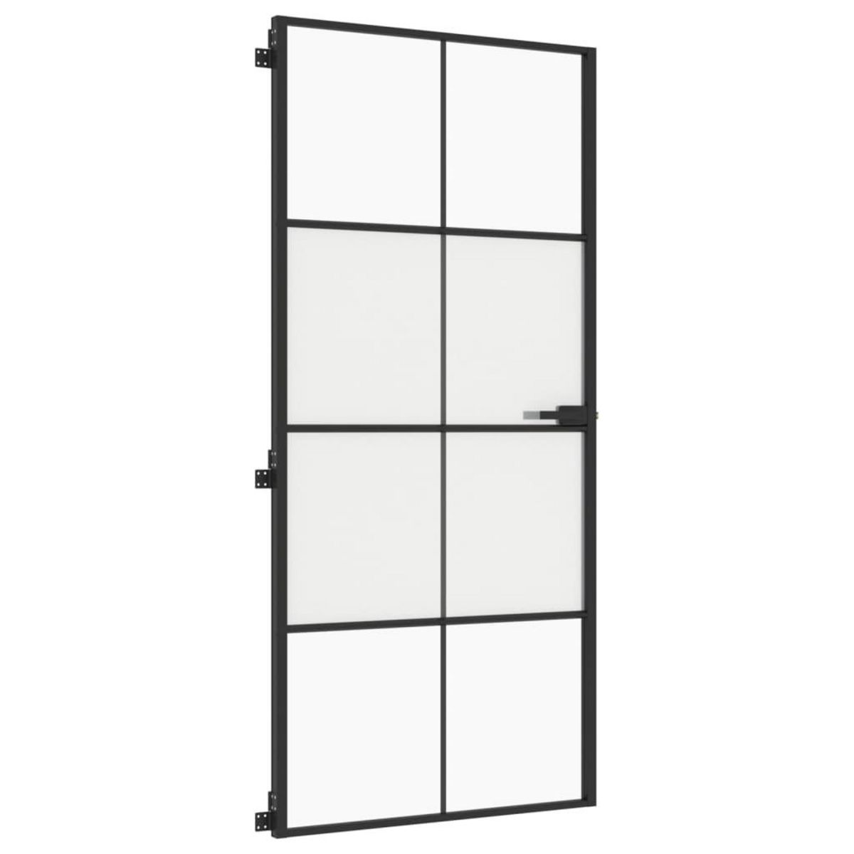 VIDAXL Porte interieure mince noir 93x201,5 cm verre trempe aluminium
