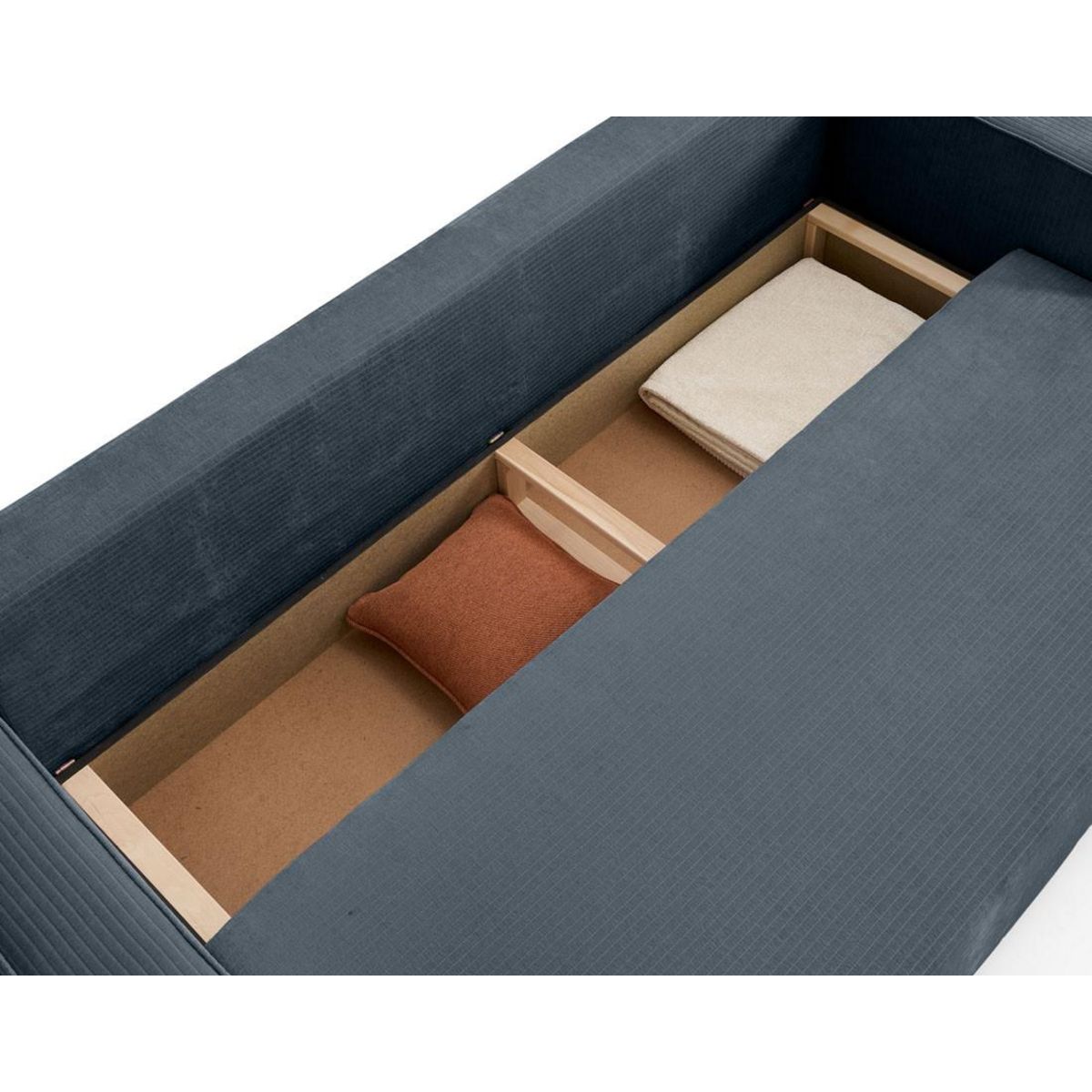 BEST MOBILIER Topaze - canapé 3 places - convertible avec coffre - en velours côtelé plat