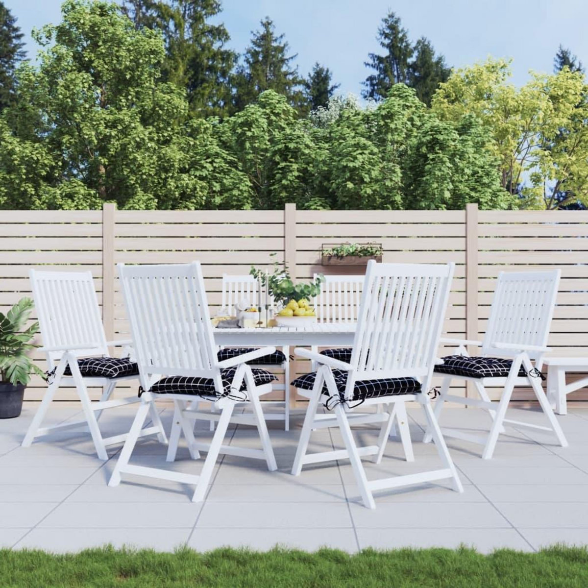 VIDAXL Coussins de chaise lot de 6 carreaux noir 50x50x7 cm