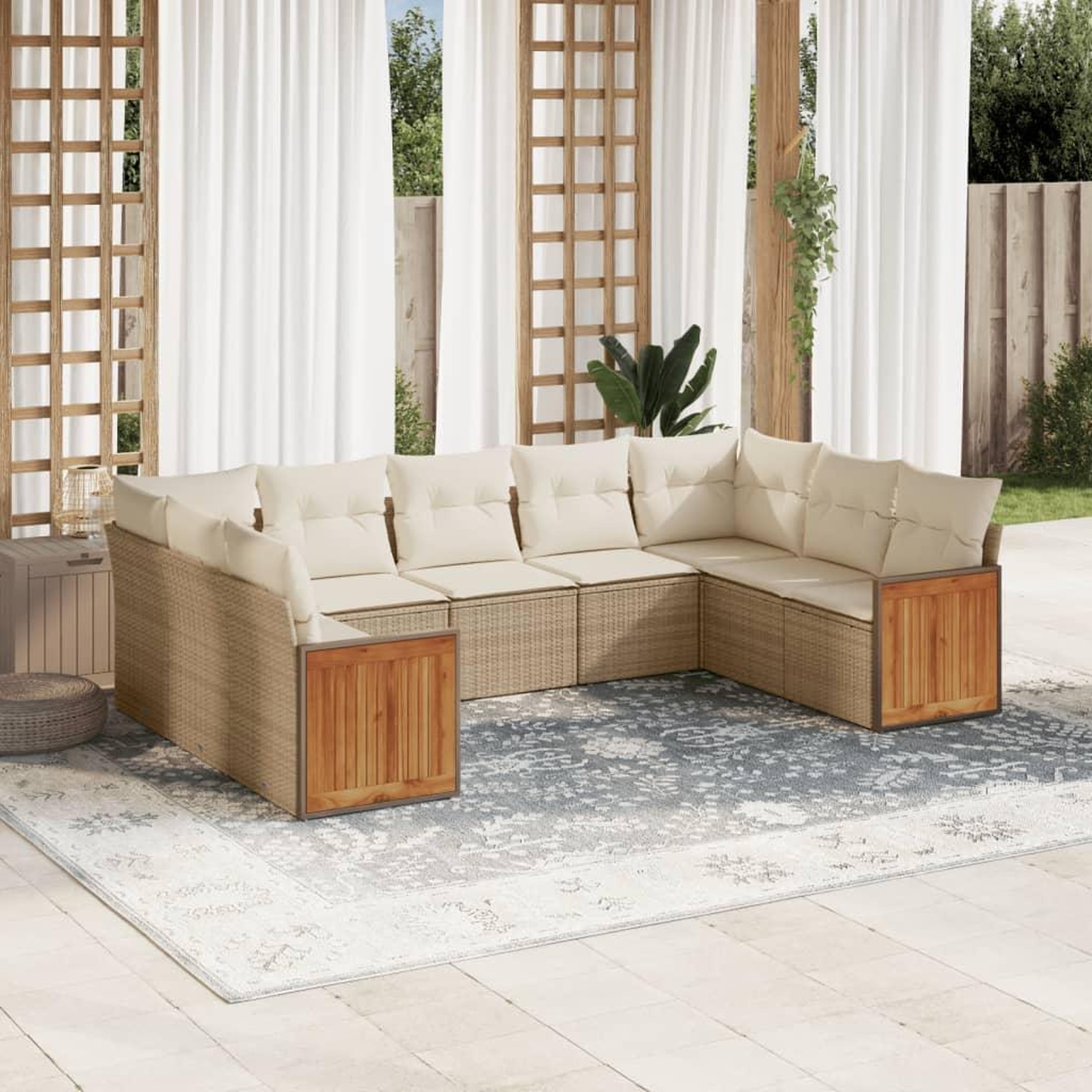 VIDAXL Salon de jardin 9 pcs avec coussins gris resine tressee