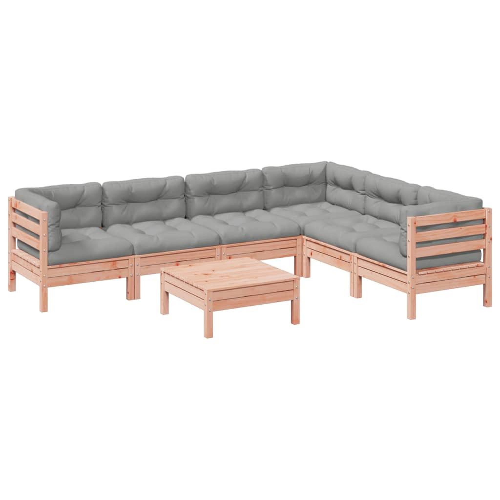 Voir la diapositive 1 : VIDAXL Salon de jardin 7 pcs et coussins bois massif sapin de douglas