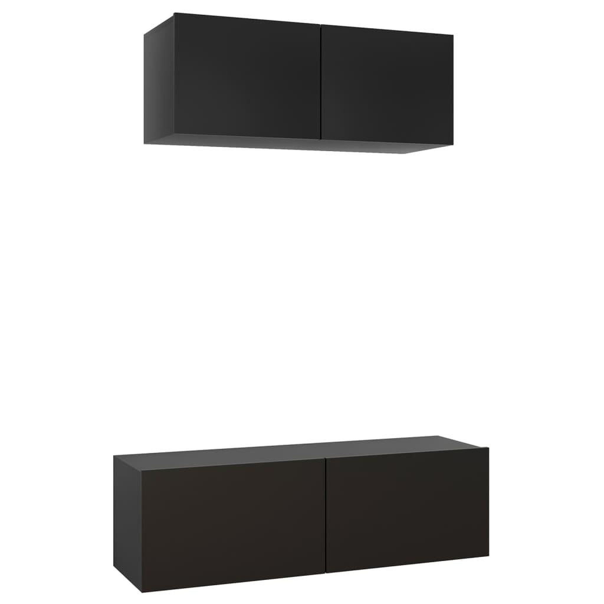Voir la diapositive 2 : VIDAXL Ensemble de meuble TV 2 pcs Noir Bois d'ingenierie