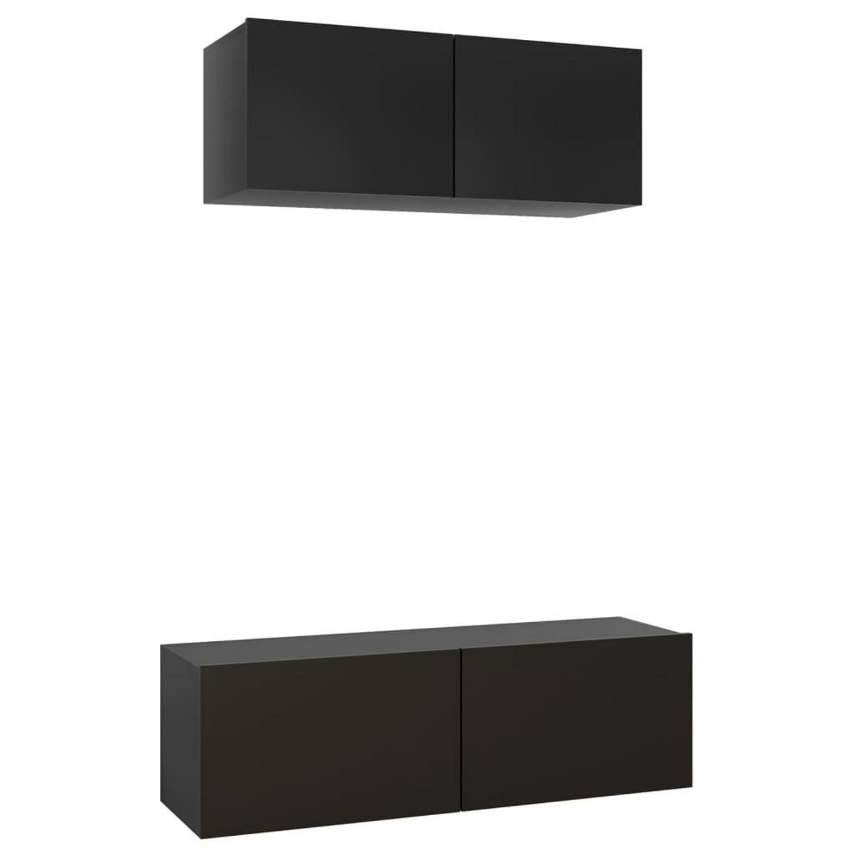 VIDAXL Ensemble de meuble TV 2 pcs Noir Bois d'ingenierie