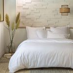 Home collection Parure housse de couette 100%percale de coton 80 fils/cm2-uni. Coloris disponibles : Blanc, Gris