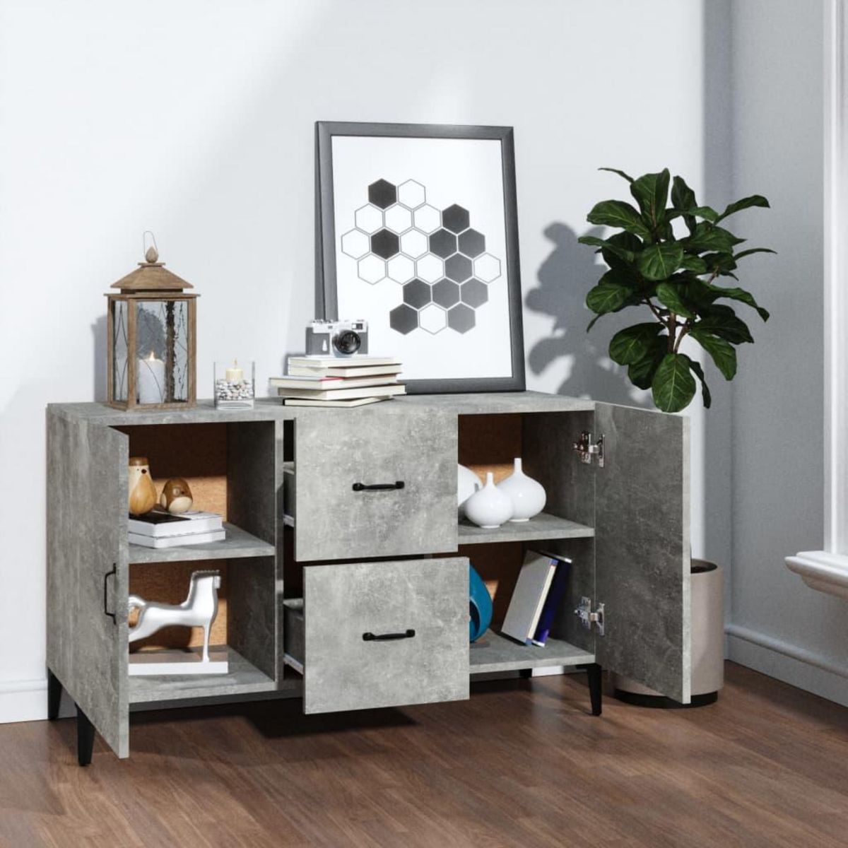 VIDAXL Buffet gris beton 100x36x60 cm bois d'ingenierie