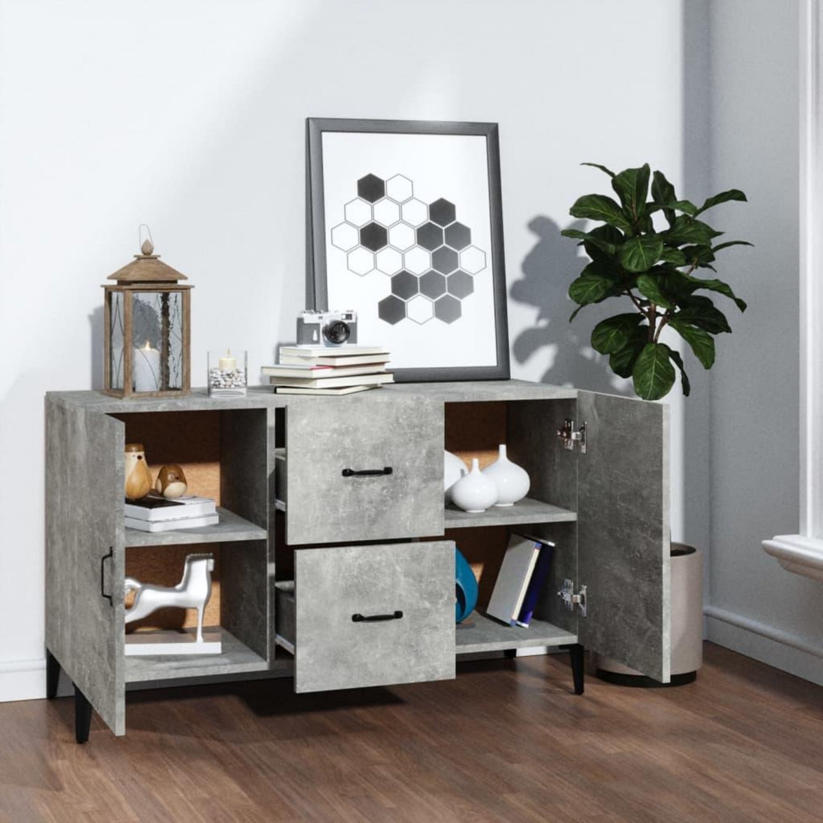 VIDAXL Buffet gris beton 100x36x60 cm bois d'ingenierie