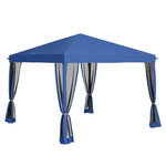 OUTSUNNY Tonnelle barnum pliant style colonial 2,95L x 2,95l x 2,6H m 4 moustiquaires + sac de transport bleu