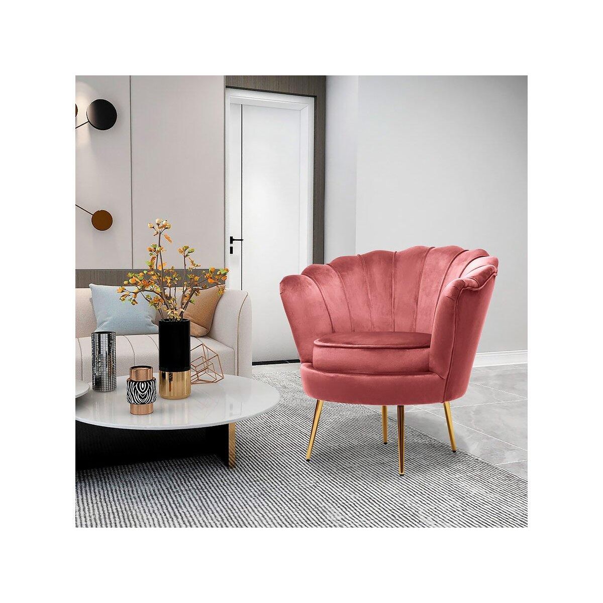 Habitat et Jardin Fauteuil velours  Floria  - 70 x 73 x 76 cm - Rose