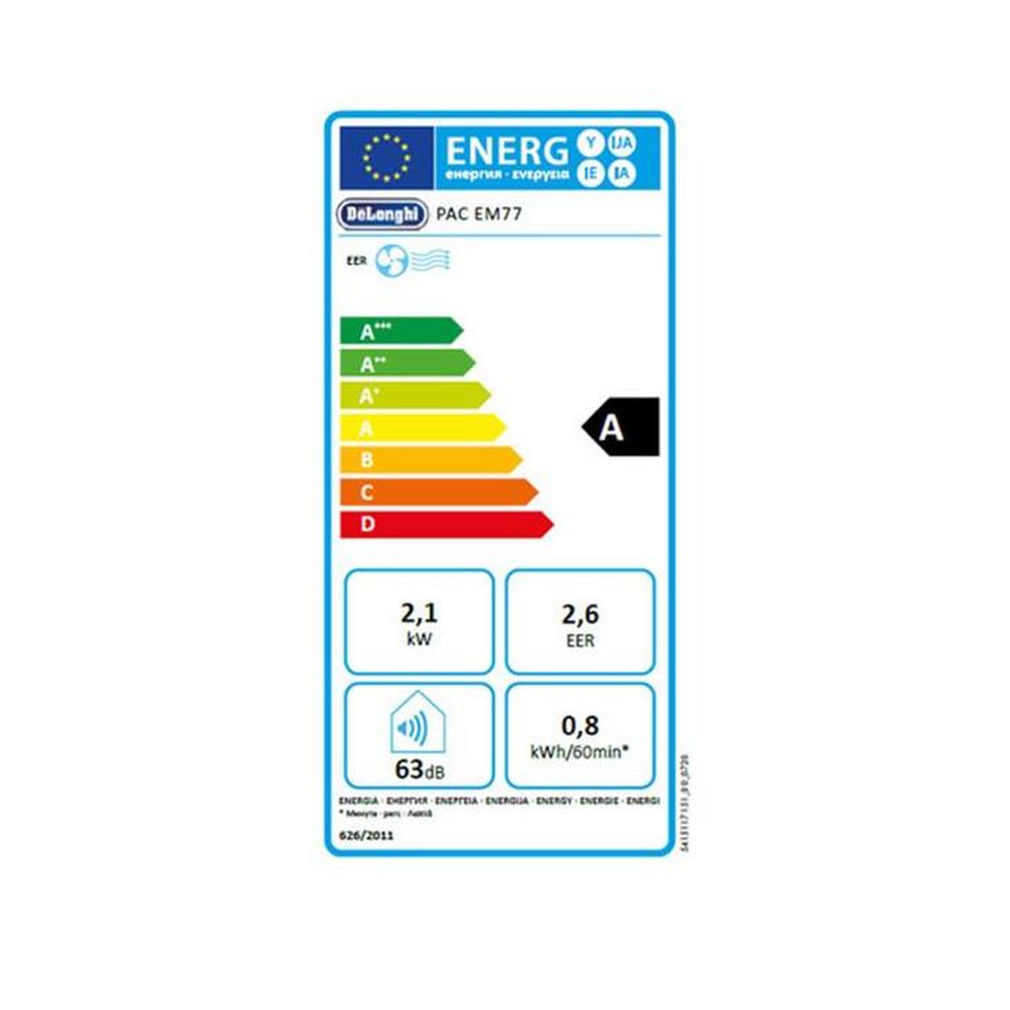 Voir la diapositive 2 : DELONGHI Climatiseur mobile monobloc 2100w 28m² blanc - pacem77