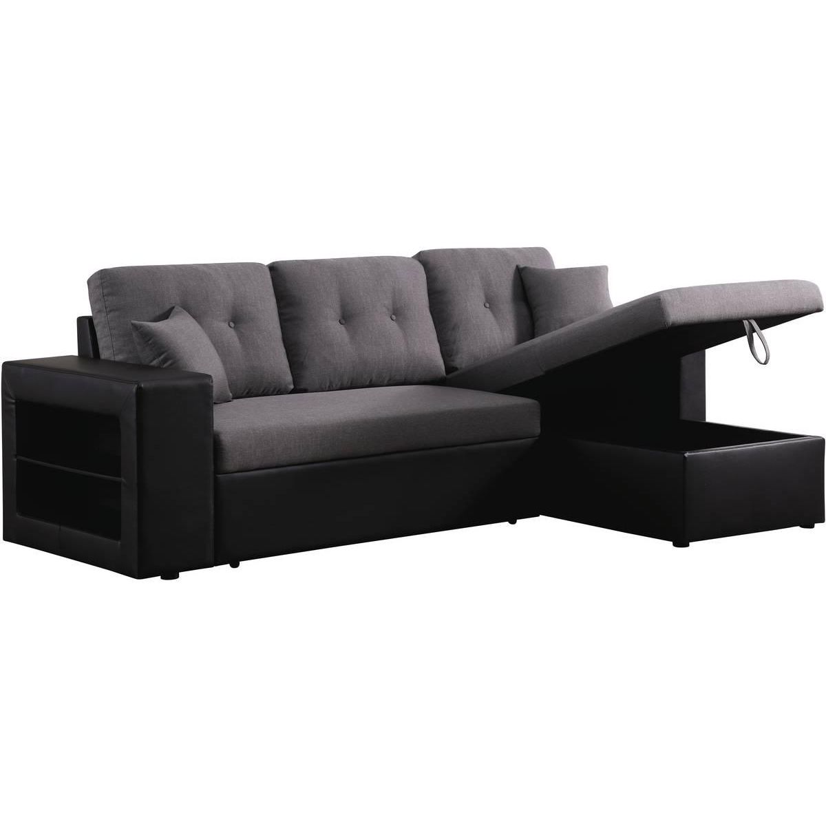 Habitat et Jardin Canapé d'angle convertible/réversible  Axel  - 3 places - Noir/Gris