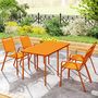 Voir la diapositive 4 : OUTSUNNY Lot de 4 chaises de jardin empilables design néo-rétro avec hauts dossiers accoudoirs acier époxy orange
