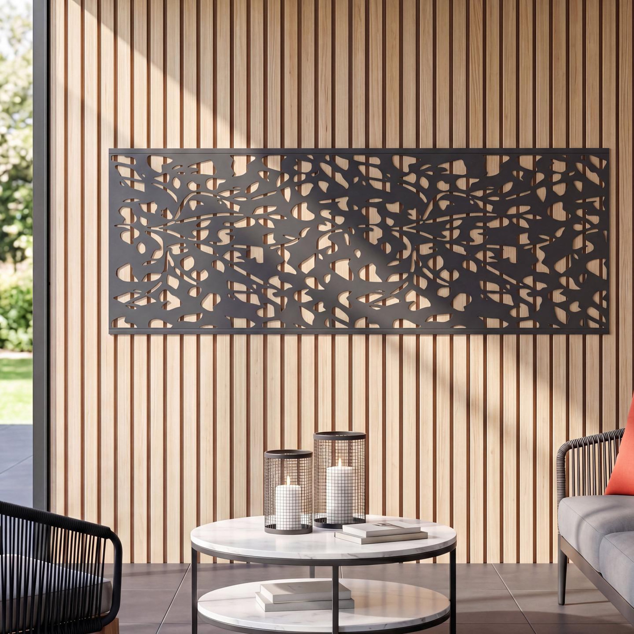 Voir la diapositive 3 : ID MARKET Panneau décoratif universel 150 x 50 cm flower gris