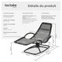 Voir la diapositive 6 : tectake Chaise longue de jardin ergonomique avec mouvement de balancement confortable gris