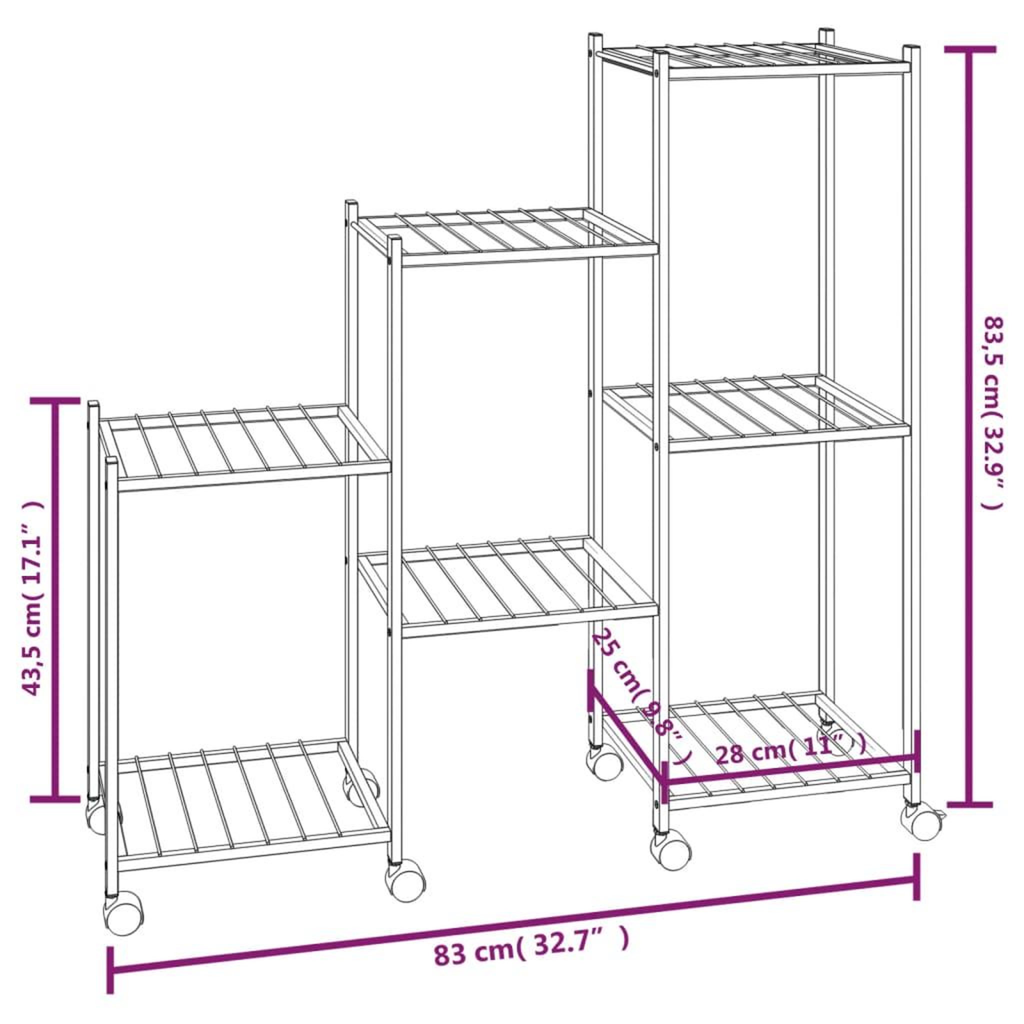 Voir la diapositive 6 : VIDAXL Jardiniere avec roues 83x25x83,5 cm Noir Fer