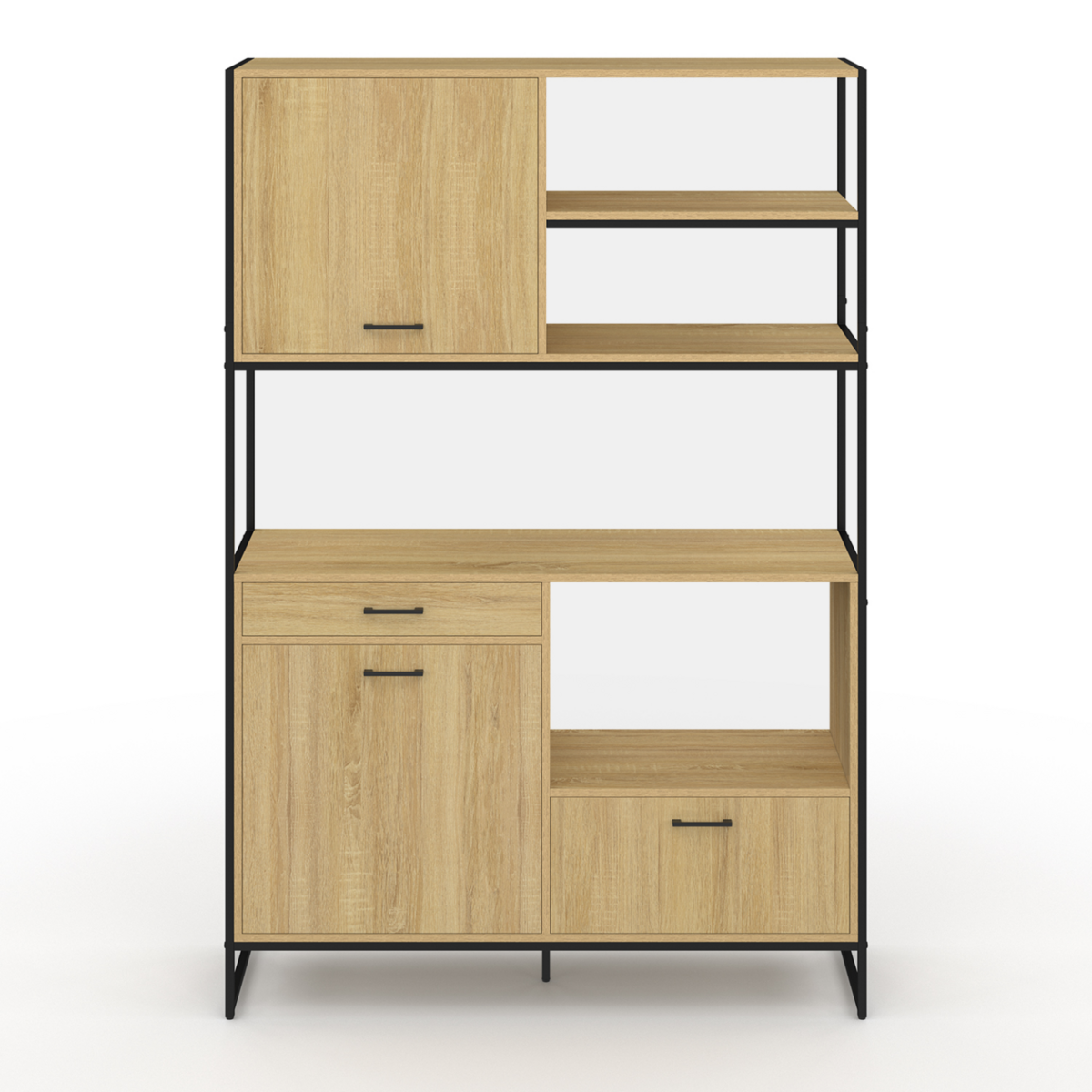 ID MARKET Buffet de cuisine 120 CM DETROIT meuble 3 portes + 1 tiroir design industriel