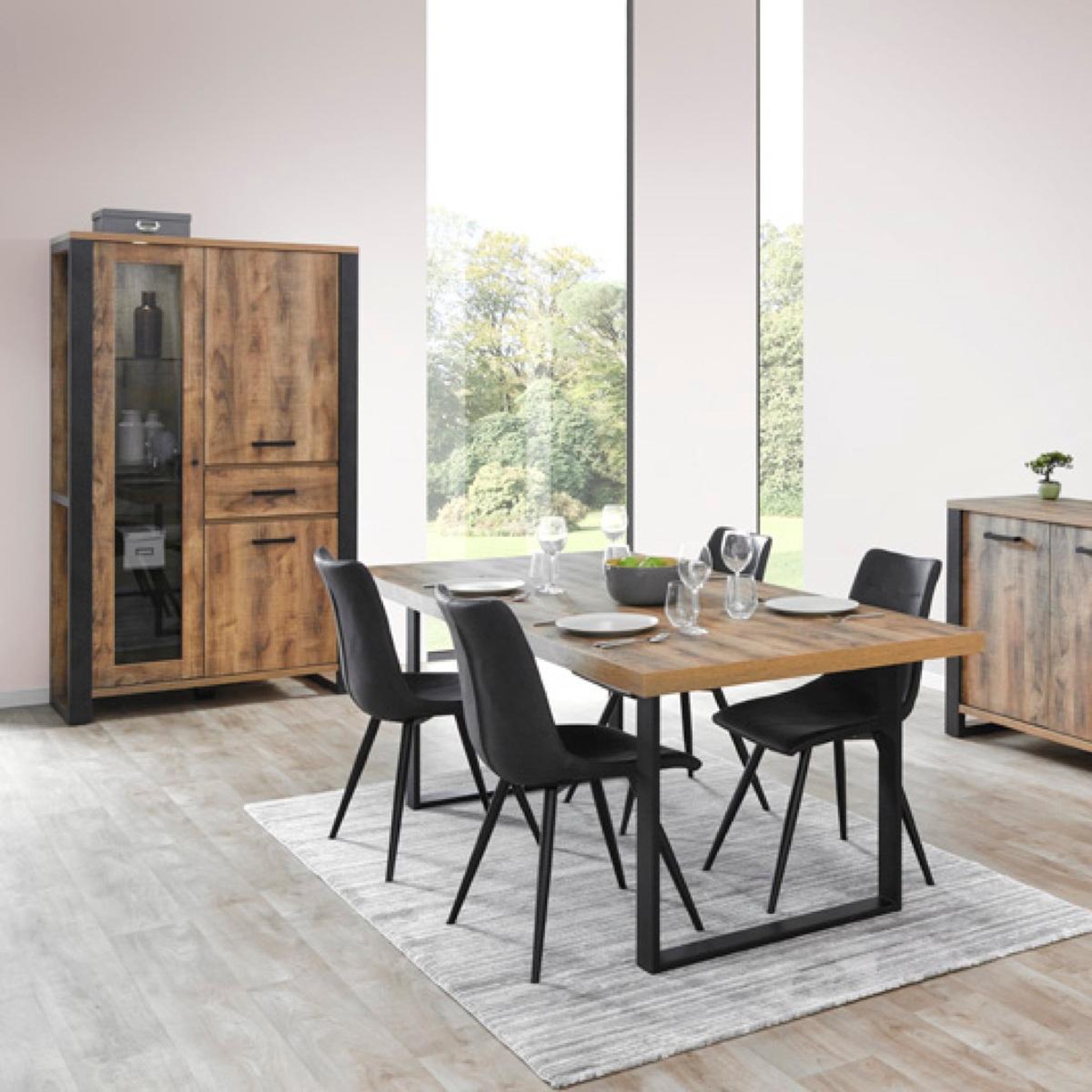Voir la diapositive 3 : JLC KREATION Vitrine industrielle en bois 2 portes MONA