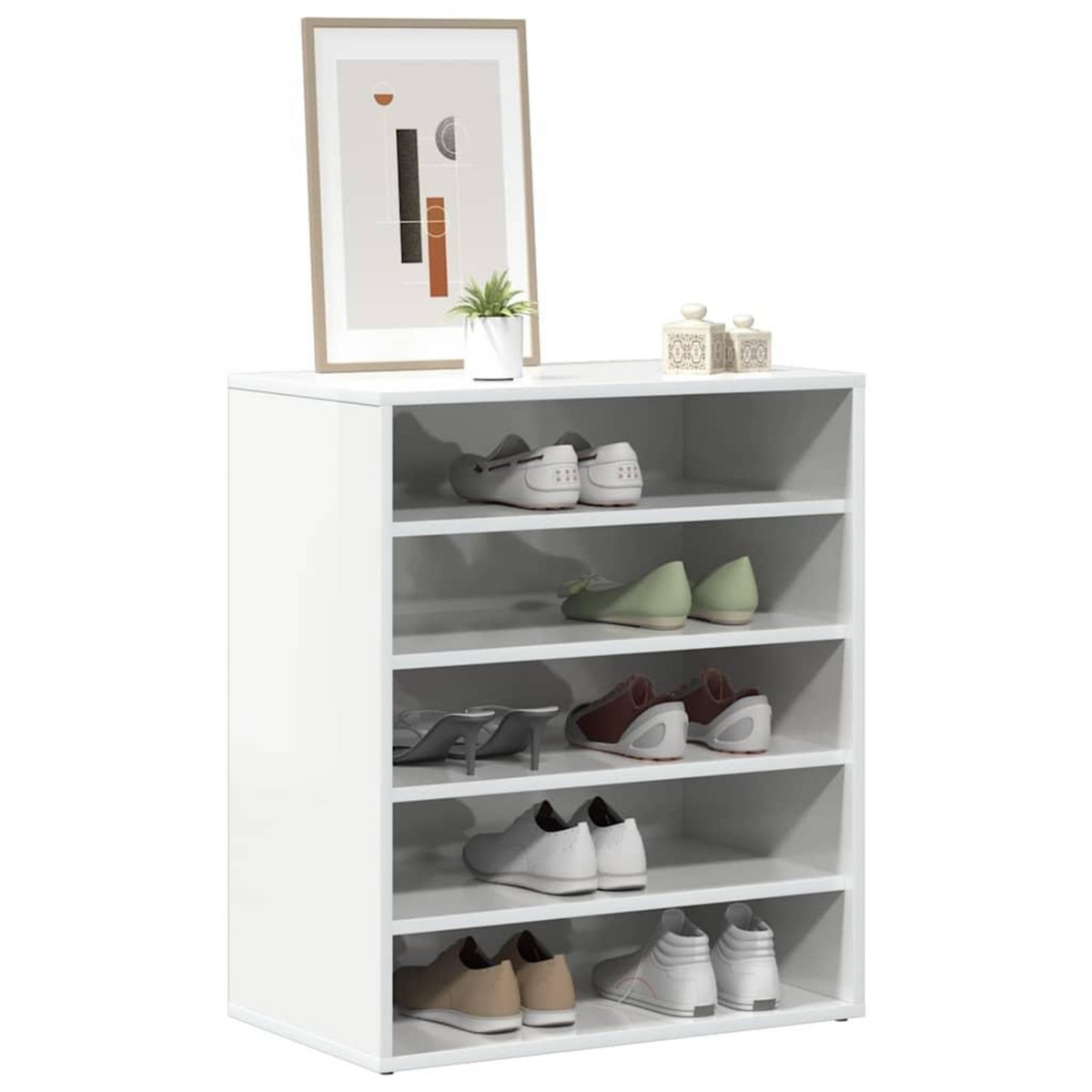 VIDAXL Armoire a chaussures Blanc brillant 60x35x70 cm Agglomere