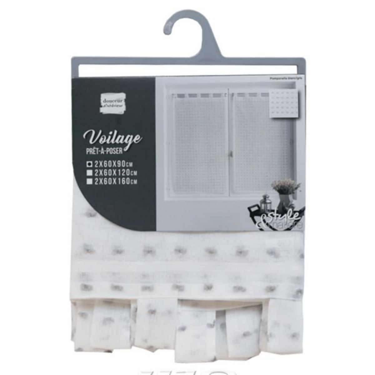 Paris Prix Paire de Voilages  Pomponella  60x90cm Gris