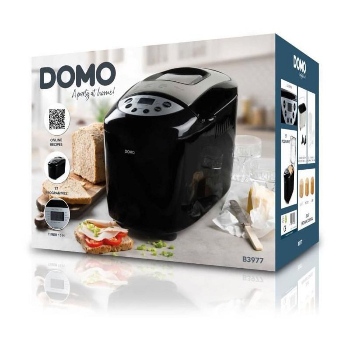 Domo Machine a pain automatique XL - DOMO - B3977 - 850 W - 17 programmes - Ecran LCD